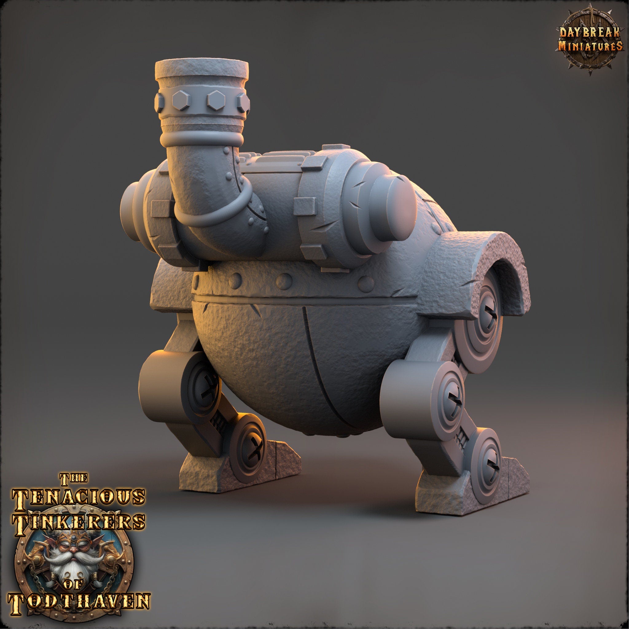 The Tenacious Tinkerers of Todthaven - Dwarves - Terrain Steam Walker, daybreak miniatures, Pathfinder, Dungeons & Dragons