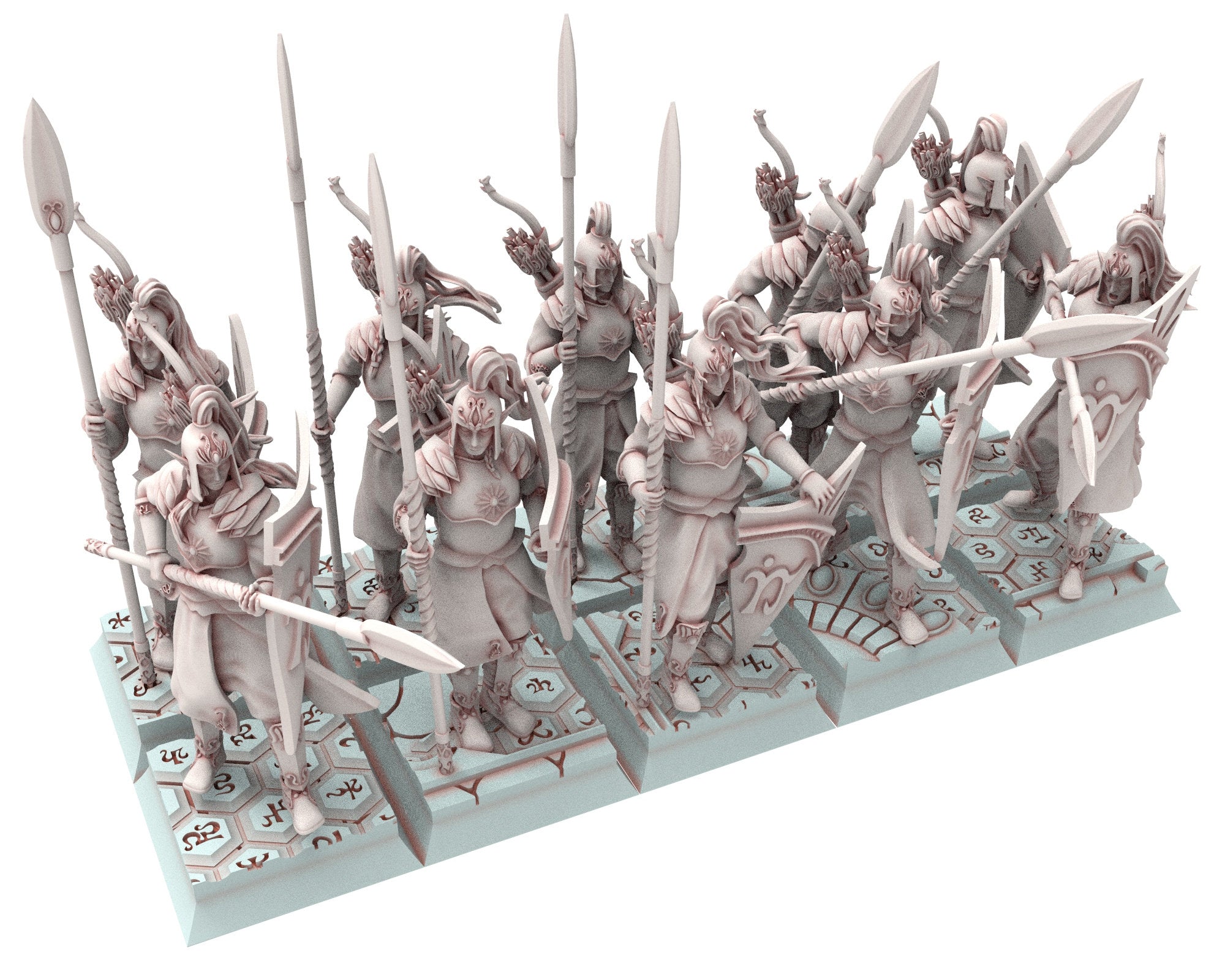 Hight Elves - 28mm Spearmen with Bows, Fantasy elves, Insular Kingdom usable for 9th Age, Fantasy Battle, Oldhammer, King of war, D&D