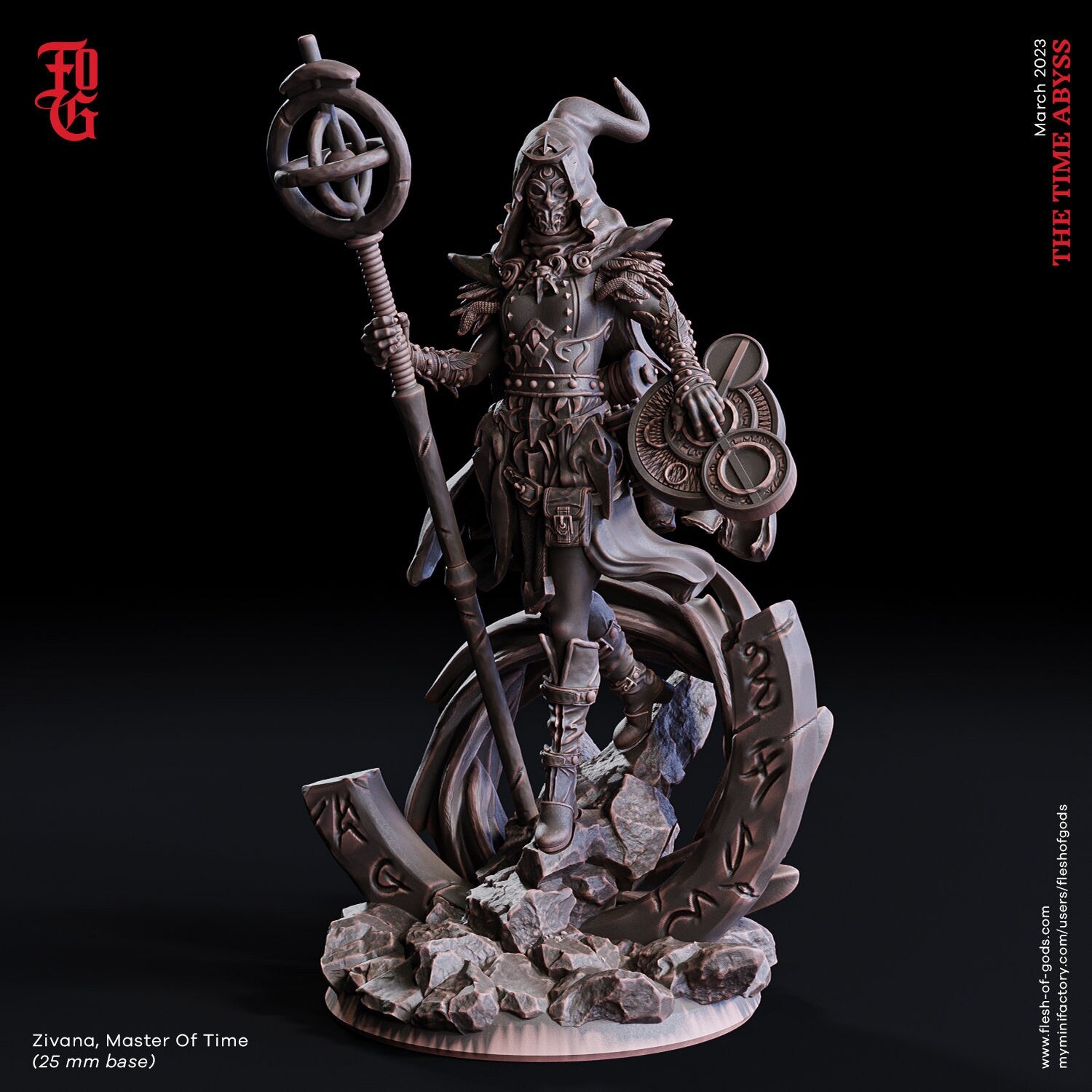 The Time Abyss - Enemy - Zivana, Master Of Time (25 mm), Light and darkness, Flesh of Gods, for Wargames, Dungeons & Dragons TTRPG