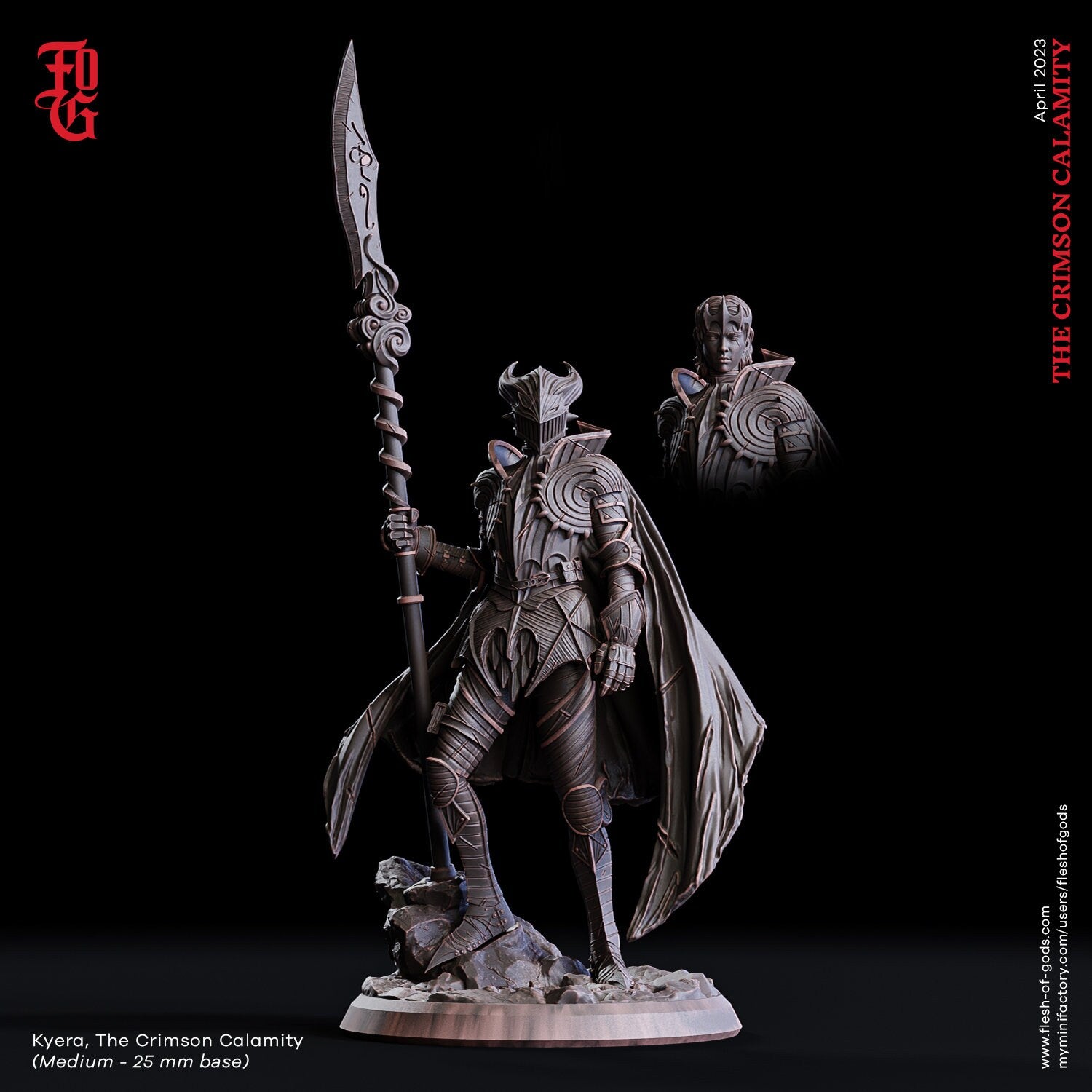 The Crimson Calamity - Enemy - Kyera, 75mm The Two Crimson Calamity, Flesh of Gods, for Wargames, Dungeons & Dragons TTRPG