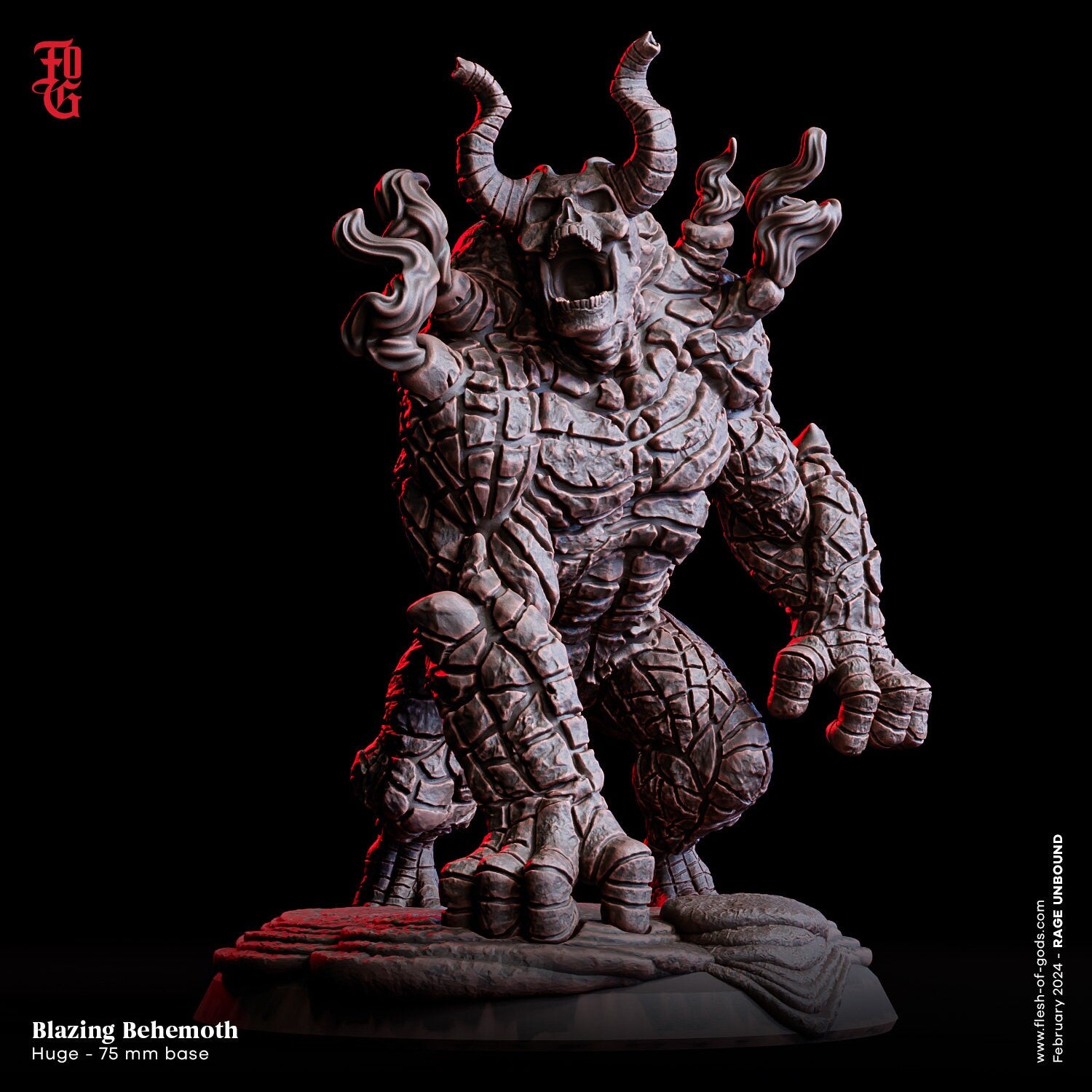 Rage Unbound - Enemy - Blazing Behemoth 75mm, The Nightfall Cult, Ennemy, Flesh of Gods, for Wargames, Dungeons & Dragons TTRPG