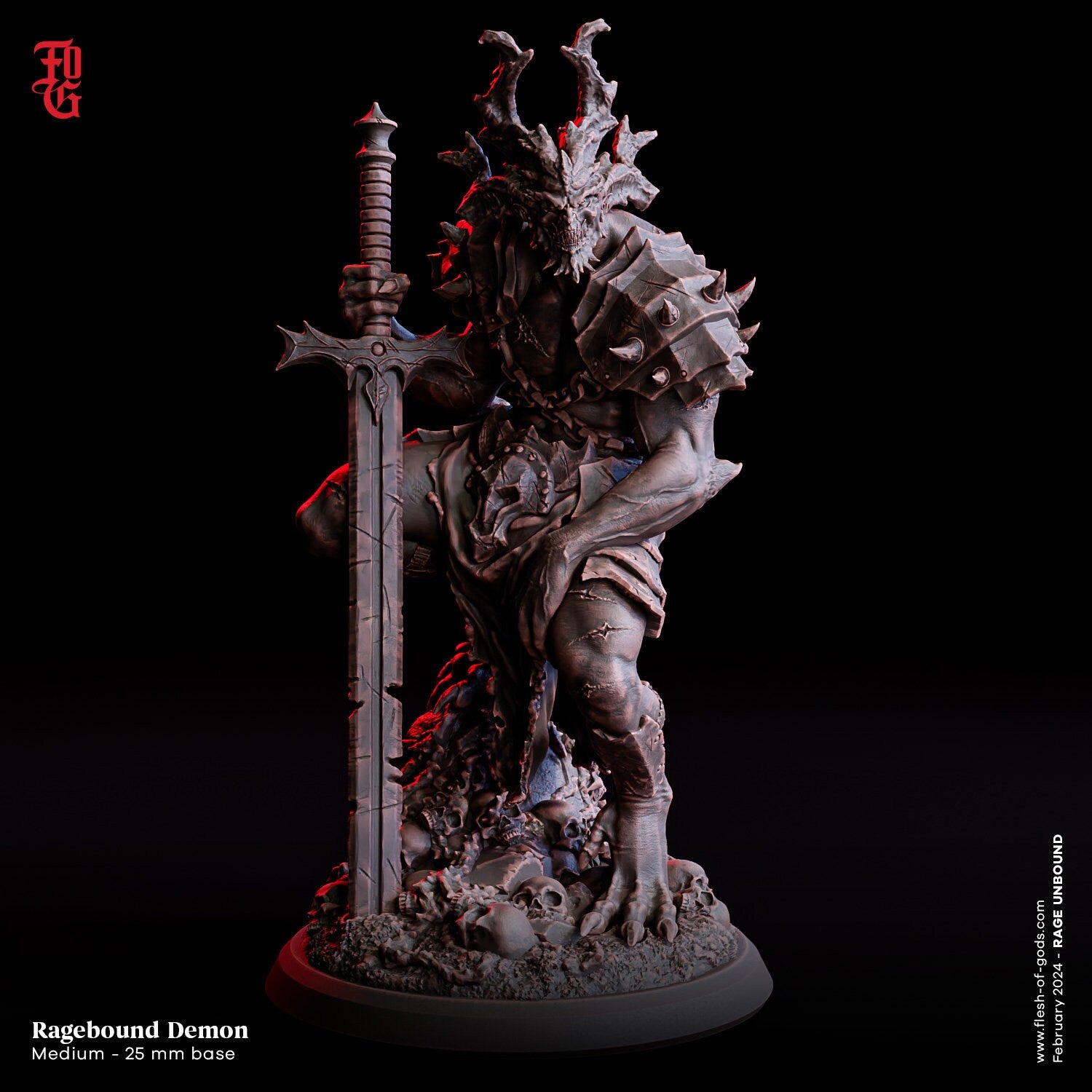 Rage Unbound - Enemy - Ragebound Demon 75mm, The Nightfall Cult, Ennemy, Flesh of Gods, for Wargames, Dungeons & Dragons TTRPG