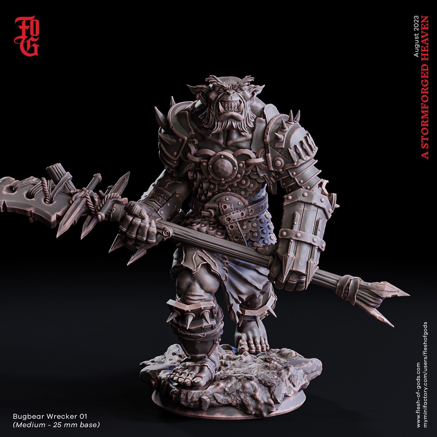 A Stormforged Heaven - Enemy - Bugbear Wrecker 01 (25 mm), quest for glory, Flesh of Gods, for Wargames, Dungeons & Dragons TTRPG