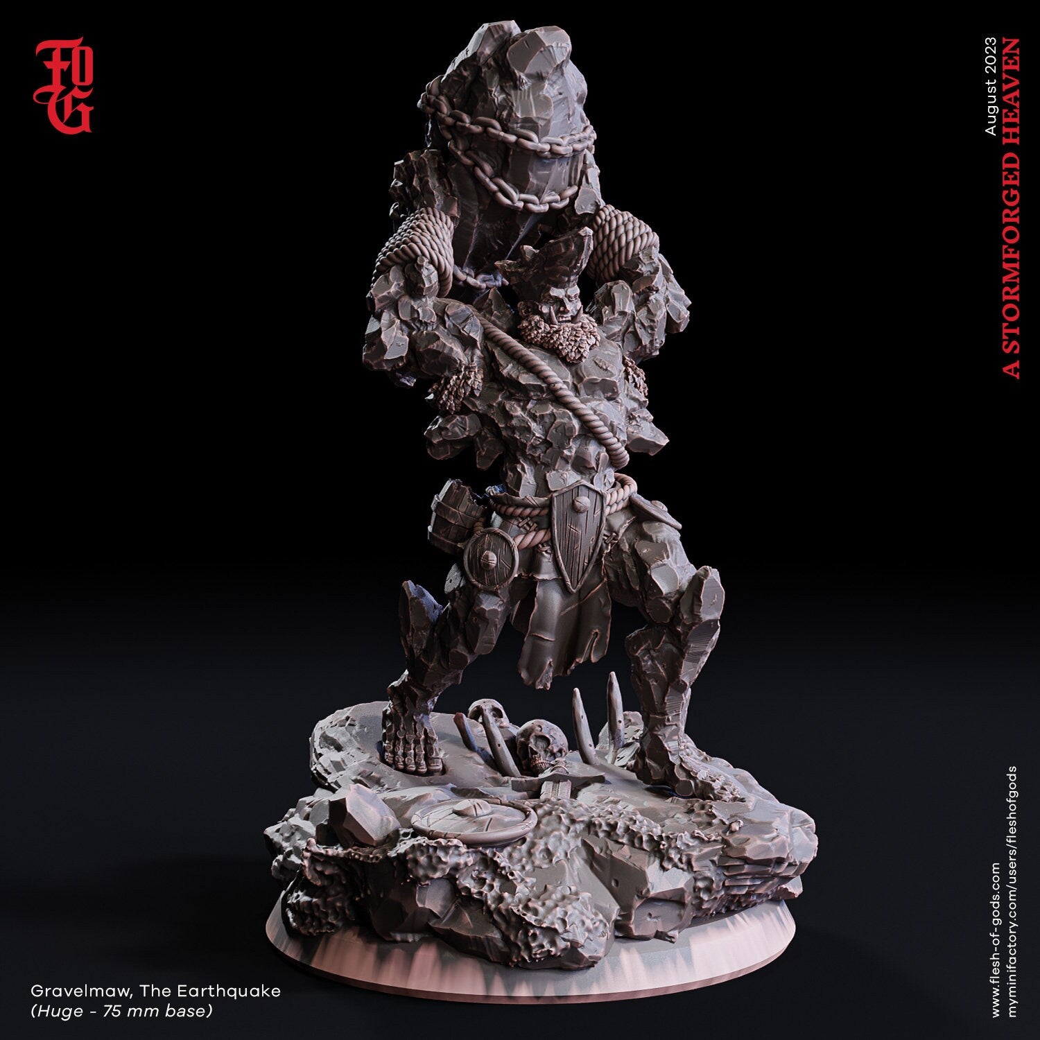 A Stormforged Heaven - Enemy - Gravelmaw, (Stone Giant) (75 mm), quest for glory, Flesh of Gods, for Wargames, Dungeons & Dragons TTRPG