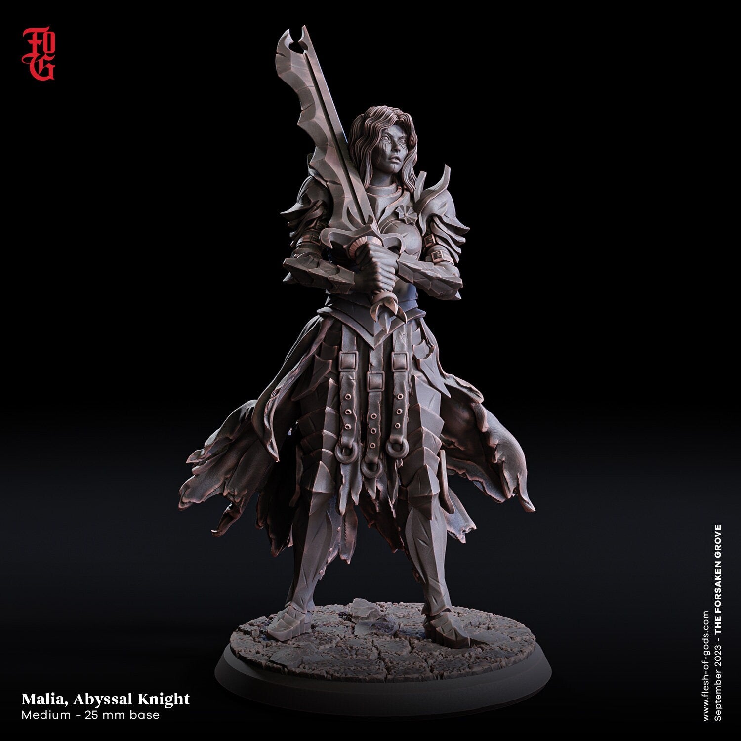 A Stormforged Heaven - Hero - Malia, Abyssal Knight (25 mm), quest for glory, Flesh of Gods, for Wargames, Dungeons & Dragons TTRPG