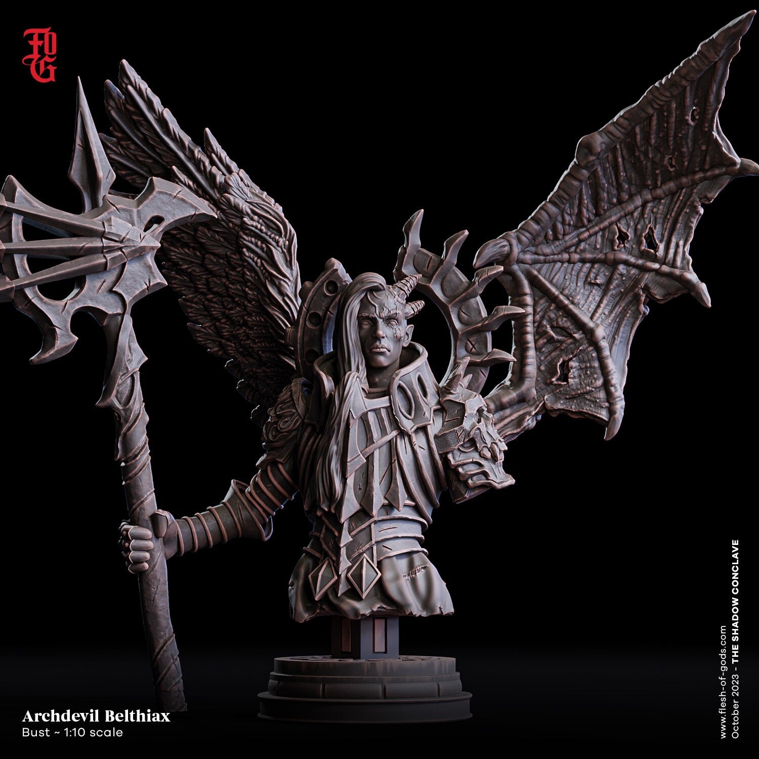 The Shadow Conclave - Bust - Archdevil Belthiax, quest for glory, Flesh of Gods, for Wargames, Dungeons & Dragons TTRPG