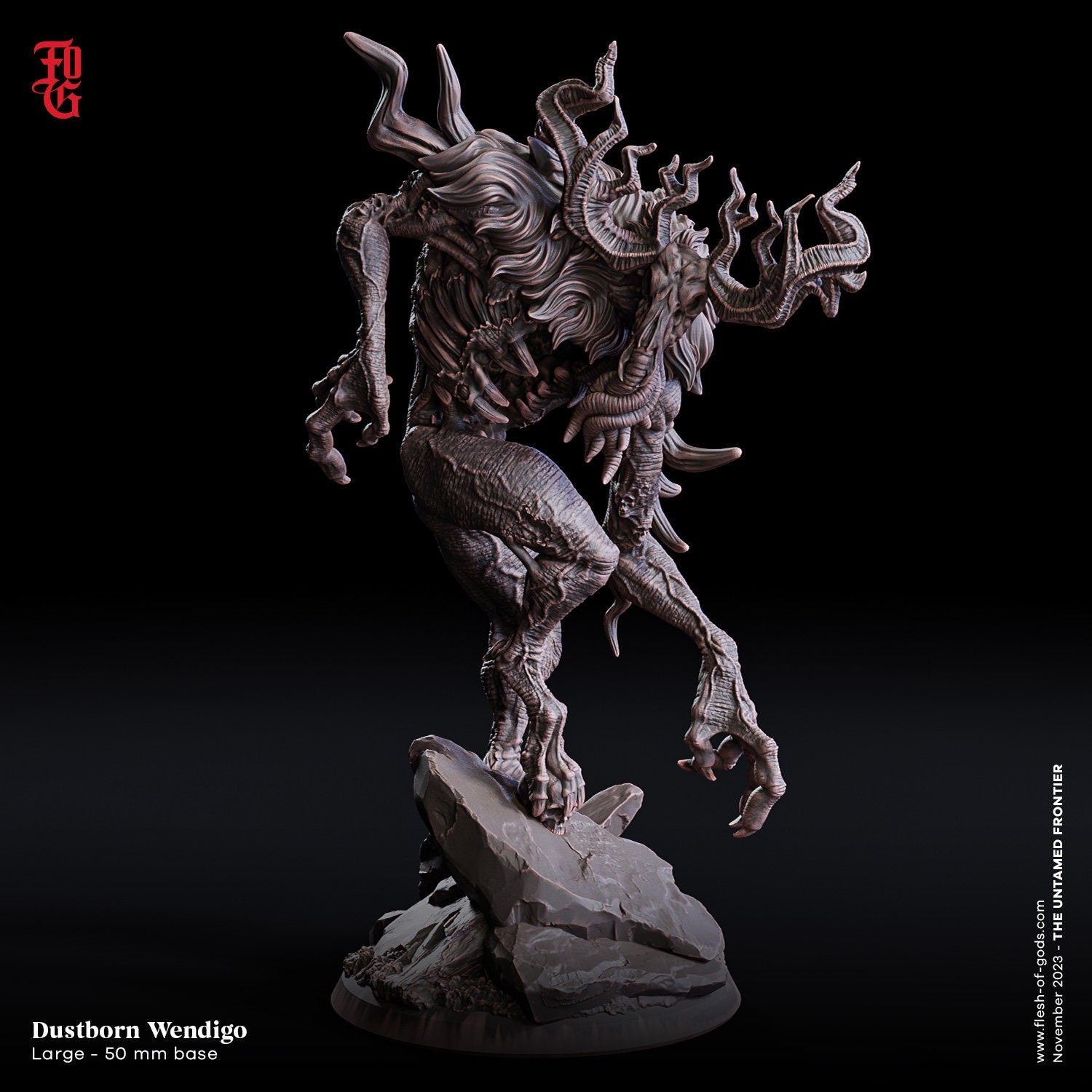 The Untamed Frontier - Enemy - Dustborn Wendigo (Large - 50 mm), Flesh of Gods, for Wargames, Dungeons & Dragons TTRPG