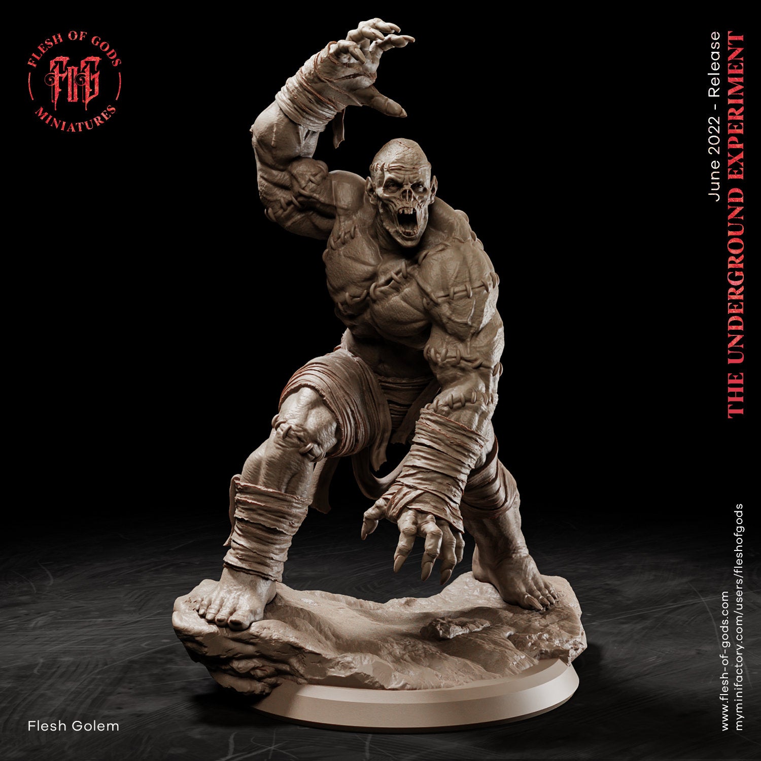 The Underground Experiment - Monster - Flesh Golem, unleash horrors, Flesh of Gods, for Wargames, Dungeons & Dragons TTRPG