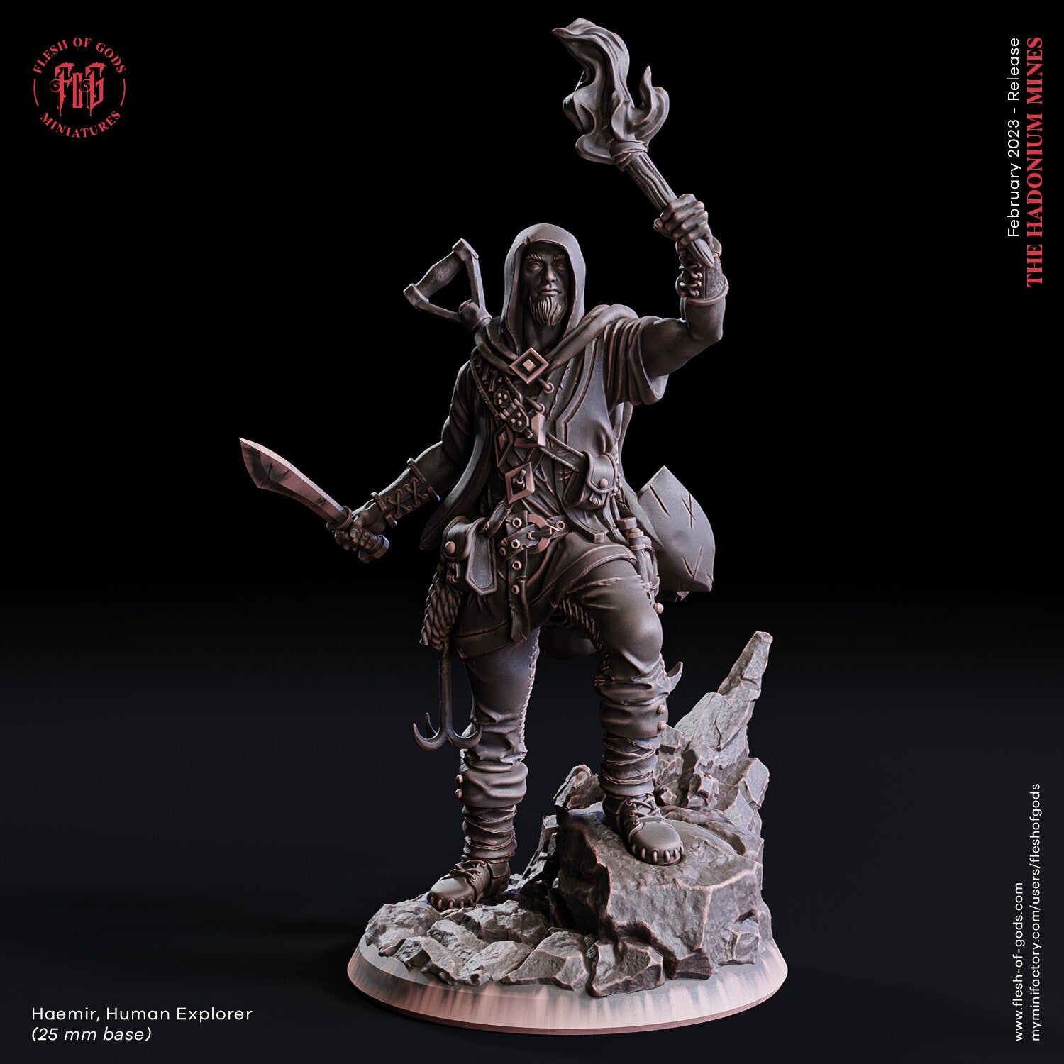 The Court Blood - Hero - Haemir, Human Explorer 75mm, chaos and carnage, Ennemy, Flesh of Gods, for Wargames, Dungeons & Dragons TTRPG