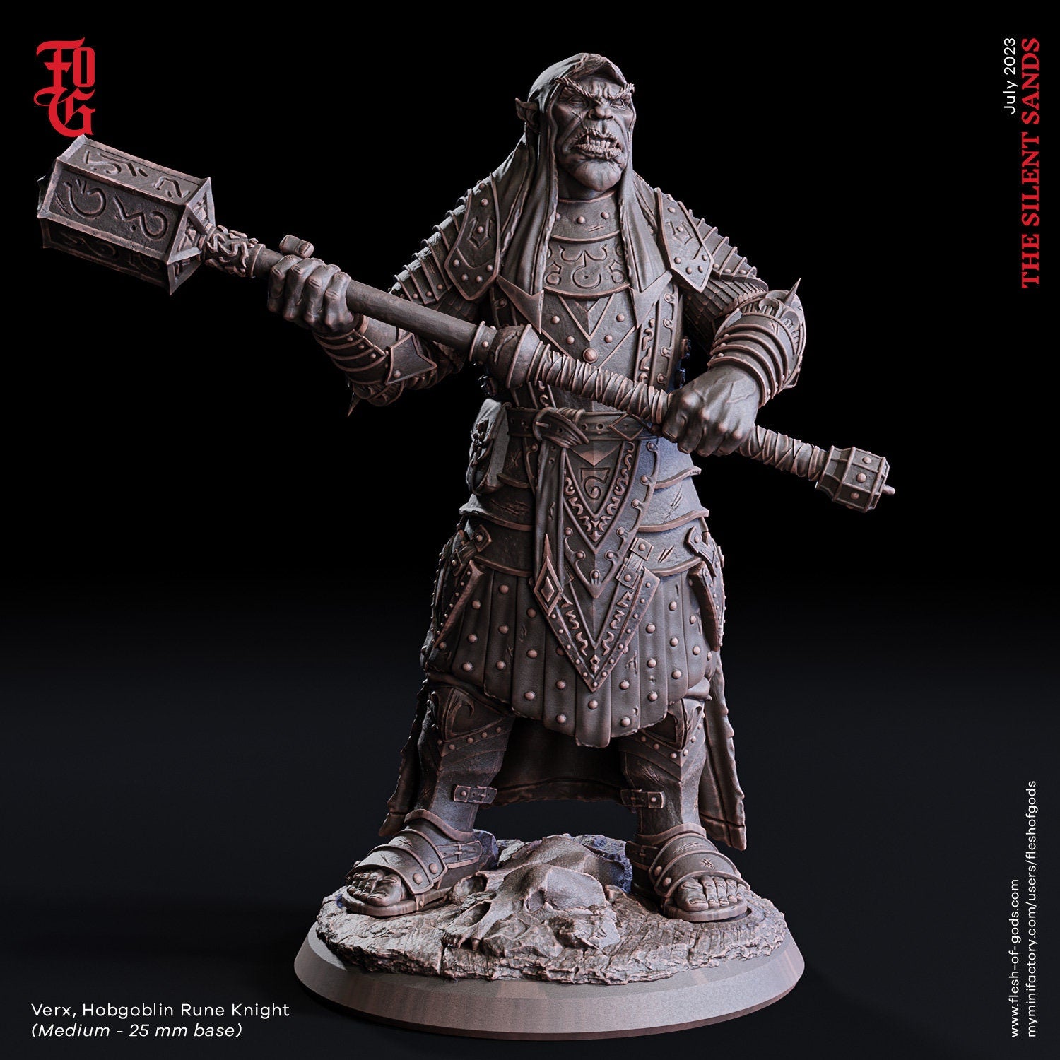 The Silent Sands - Hero - Verx, Hobgoblin Rune Knight (75 mm), Awakened Shadow Flesh of Gods, for Wargames, Dungeons & Dragons TTRPG