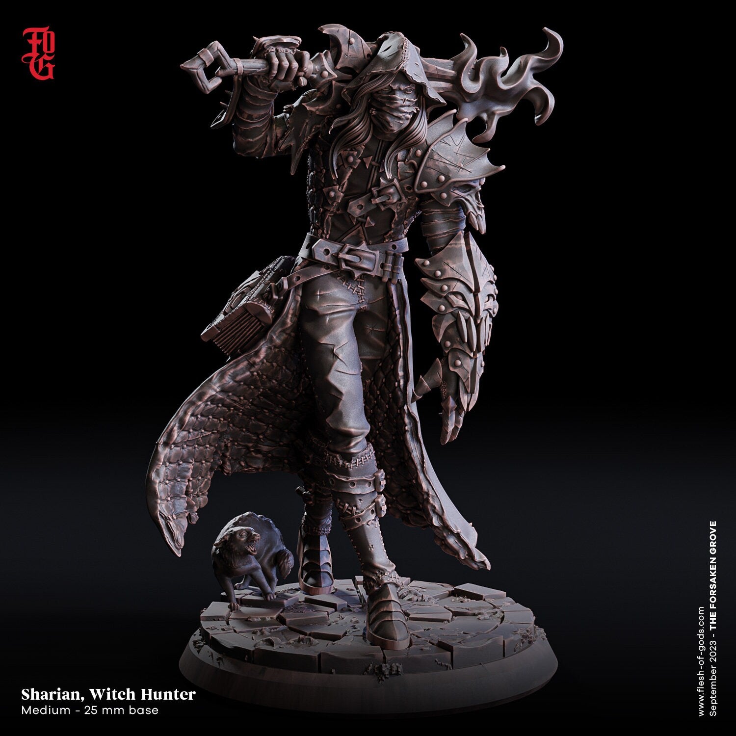 A Stormforged Heaven - Hero - Sharian, Witch Hunter (75 mm), quest for glory, Flesh of Gods, for Wargames, Dungeons & Dragons TTRPG