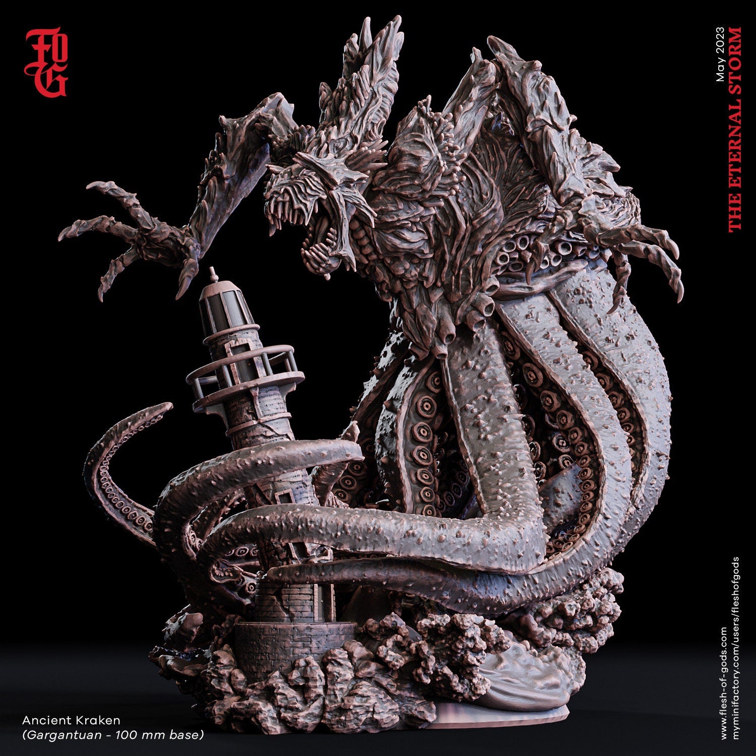 The Eternal Storm - Boss - Ancient Kraken (100 mm), quest for glory, Flesh of Gods, for Wargames, Dungeons & Dragons TTRPG