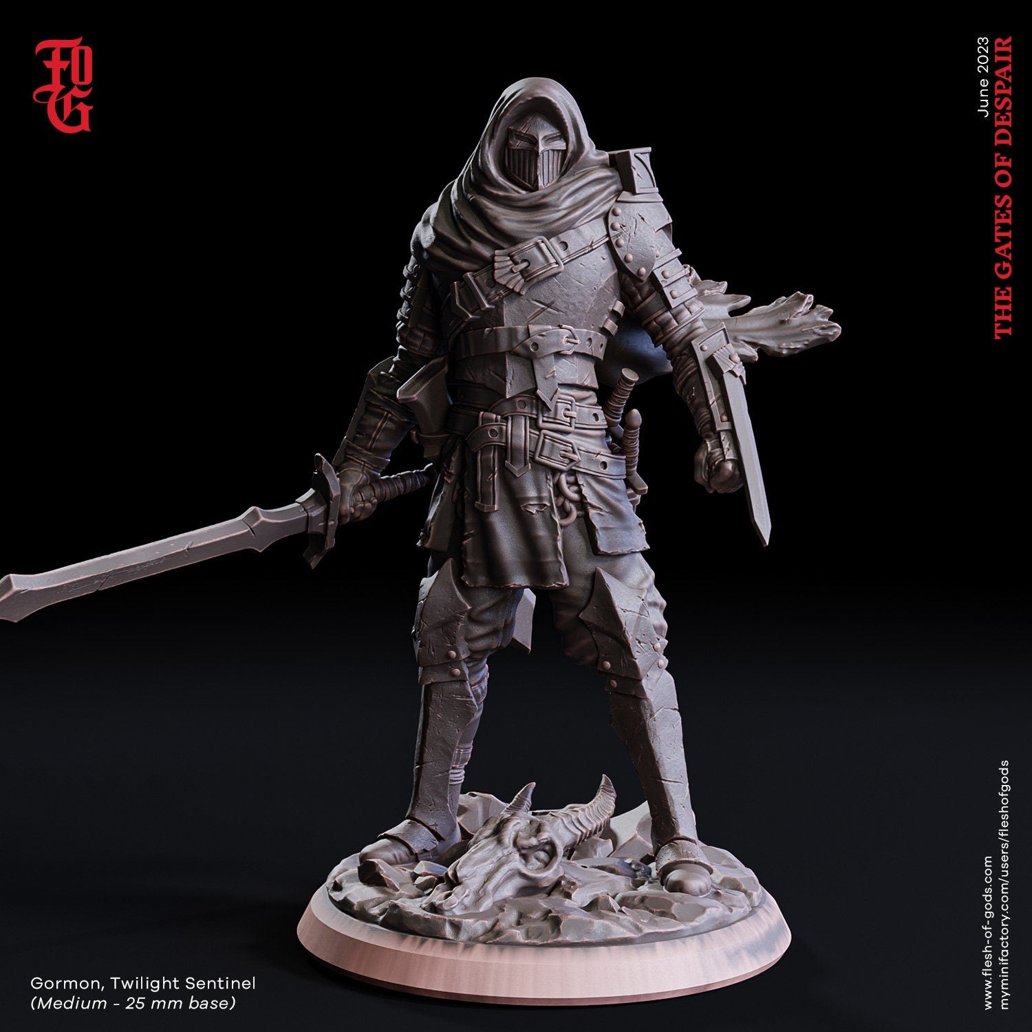 The Gates Of Despair - Hero - Gormon, Twilight Sentinel (75 mm), quest for glory, Flesh of Gods, for Wargames, Dungeons & Dragons TTRPG