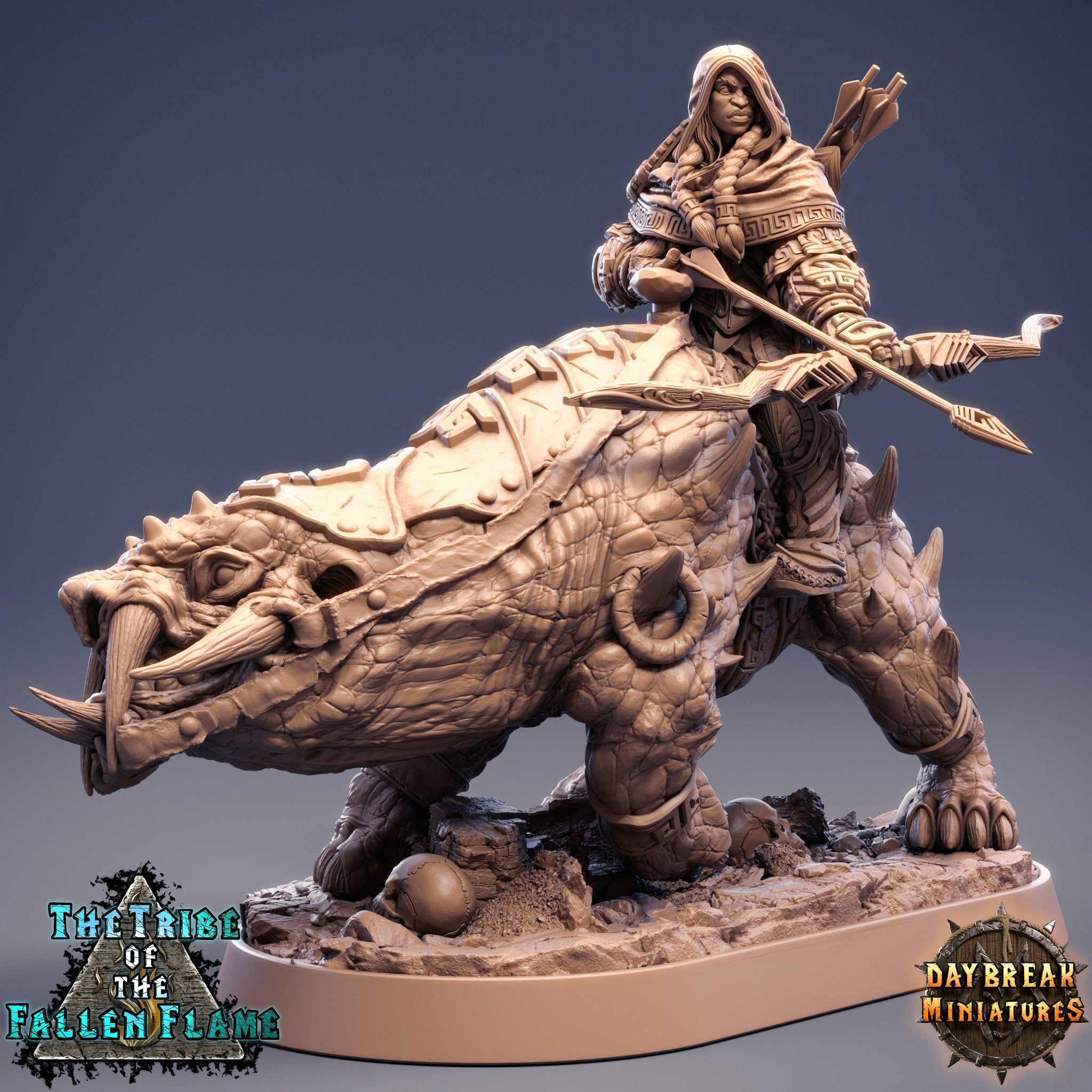 The Tribe Of The Fallen Flame - Homad the Shredder Tuskerbeast, quest for glory, DayBreak Miniatures, for Wargames, Dungeons & Dragons TTRPG