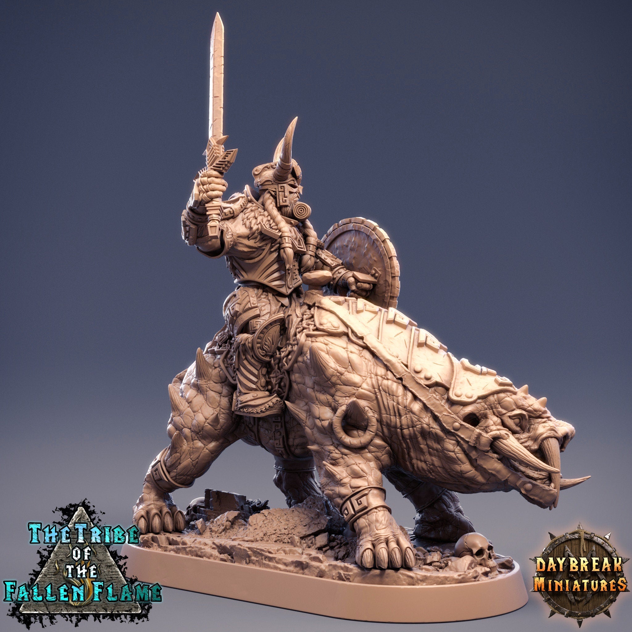 The Tribe Of The Fallen Flame - Homad the Shredder Tuskerbeast, quest for glory, DayBreak Miniatures, for Wargames, Dungeons & Dragons TTRPG