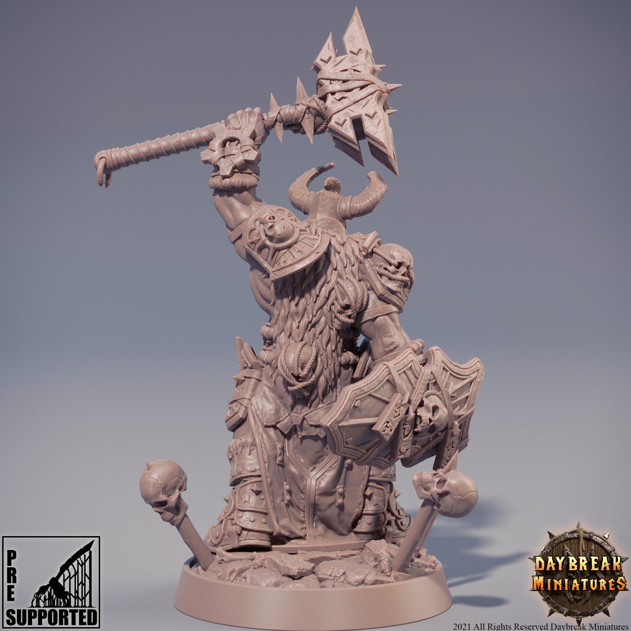 The Chaos Barbarians of Q - Higgurath Doubleslit, quest for glory, DayBreak Miniatures, for Wargames, Dungeons & Dragons TTRPG