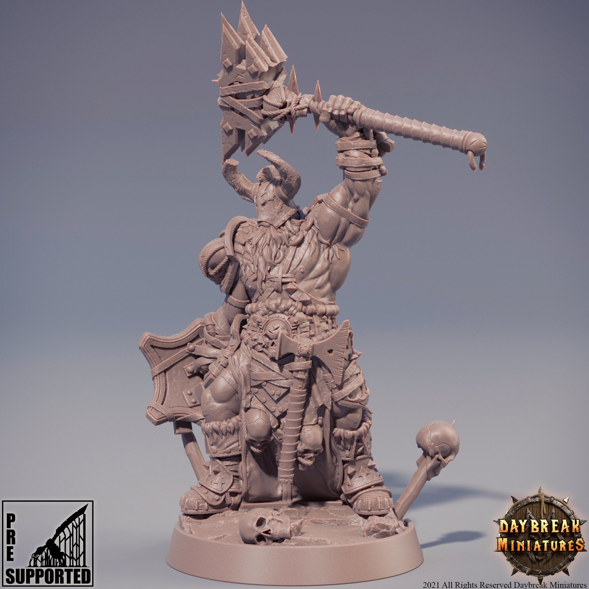 The Chaos Barbarians of Q - Higgurath Doubleslit, quest for glory, DayBreak Miniatures, for Wargames, Dungeons & Dragons TTRPG