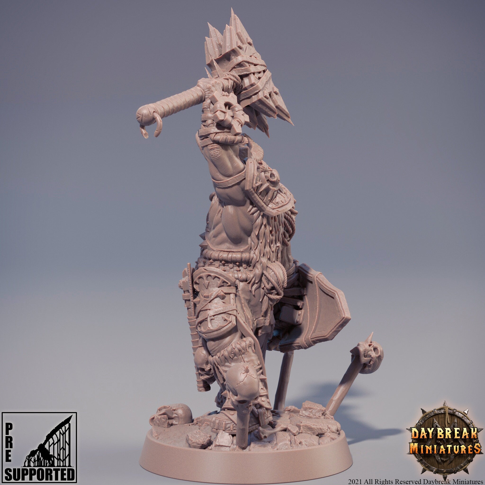 The Chaos Barbarians of Q - Higgurath Doubleslit, quest for glory, DayBreak Miniatures, for Wargames, Dungeons & Dragons TTRPG