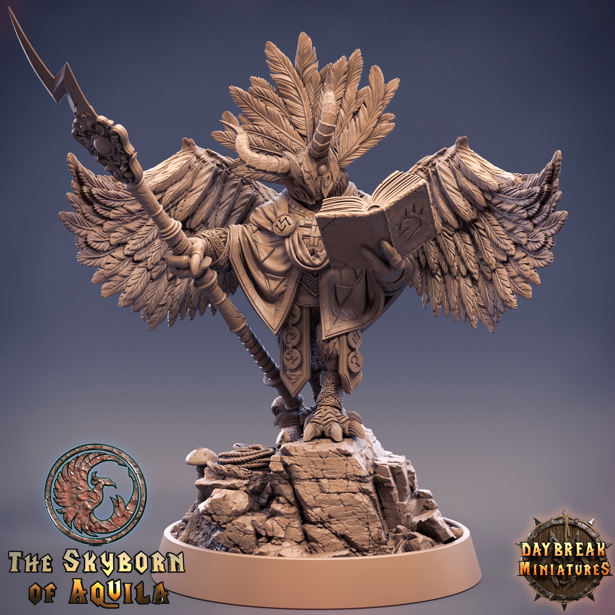 The Skyborn of Aquila - Haim Fireflight, quest for glory, DayBreak Miniatures, for Wargames, Dungeons & Dragons TTRPG