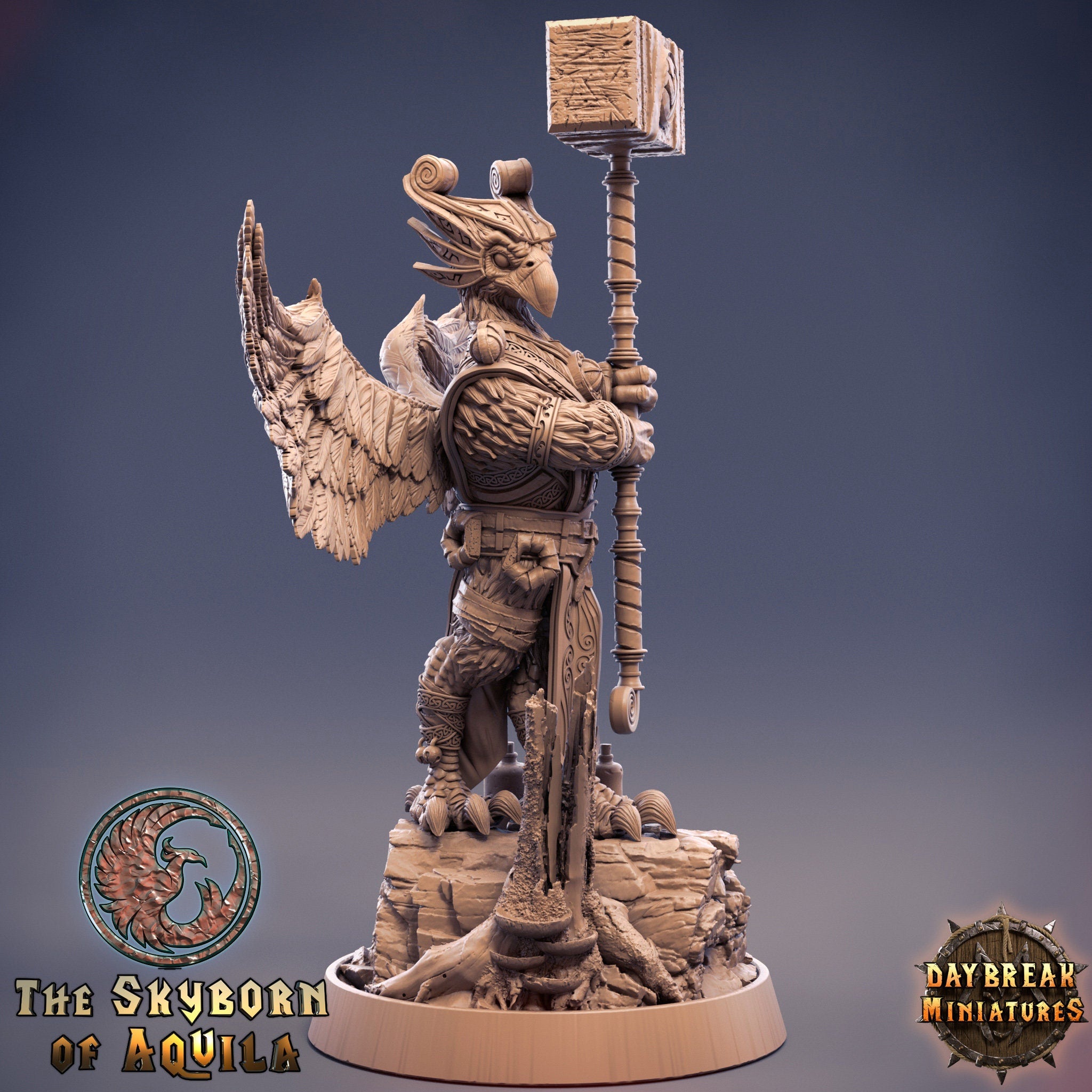 The Skyborn of Aquila - Enok Bluefeather, quest for glory, DayBreak Miniatures, for Wargames, Dungeons & Dragons TTRPG