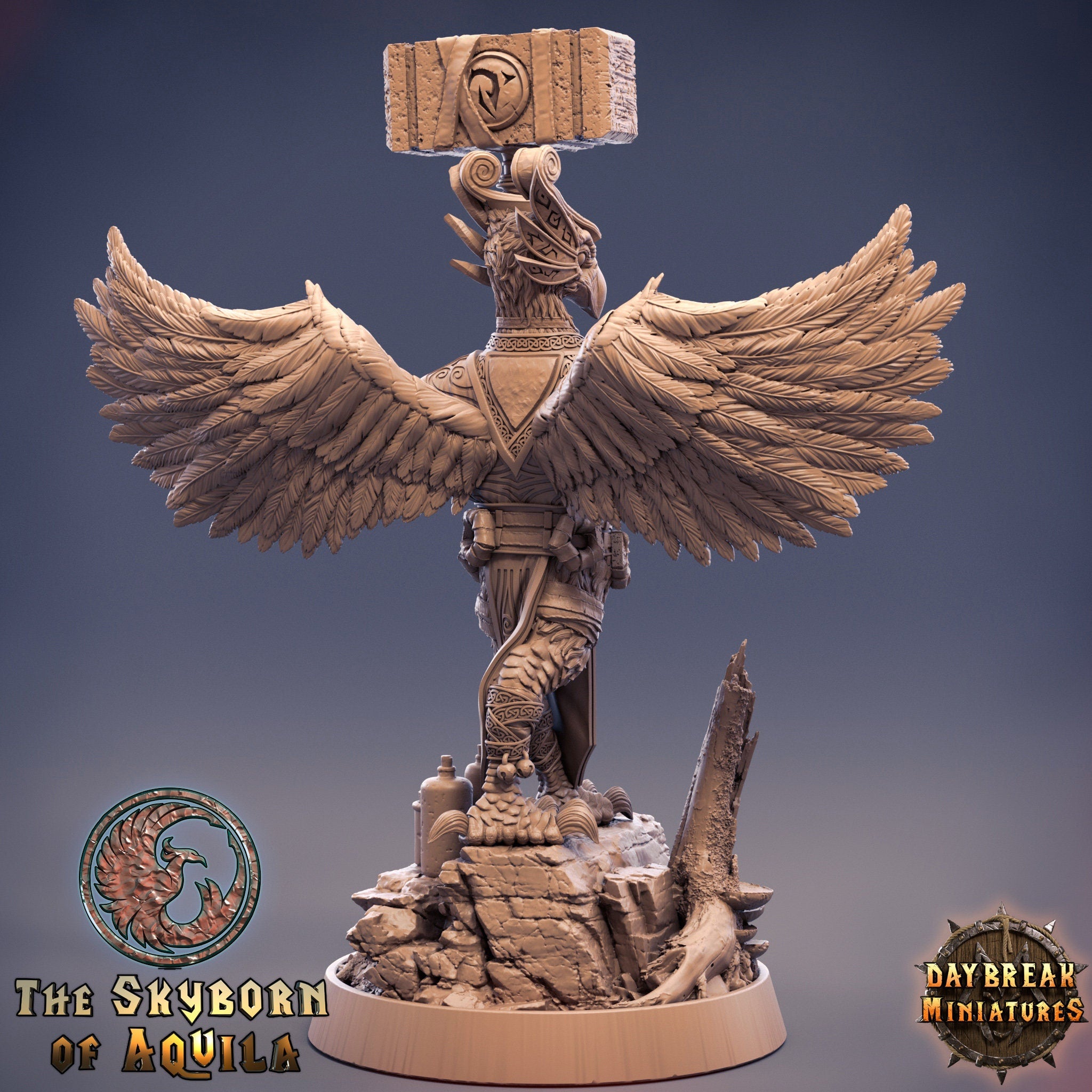 The Skyborn of Aquila - Enok Bluefeather, quest for glory, DayBreak Miniatures, for Wargames, Dungeons & Dragons TTRPG