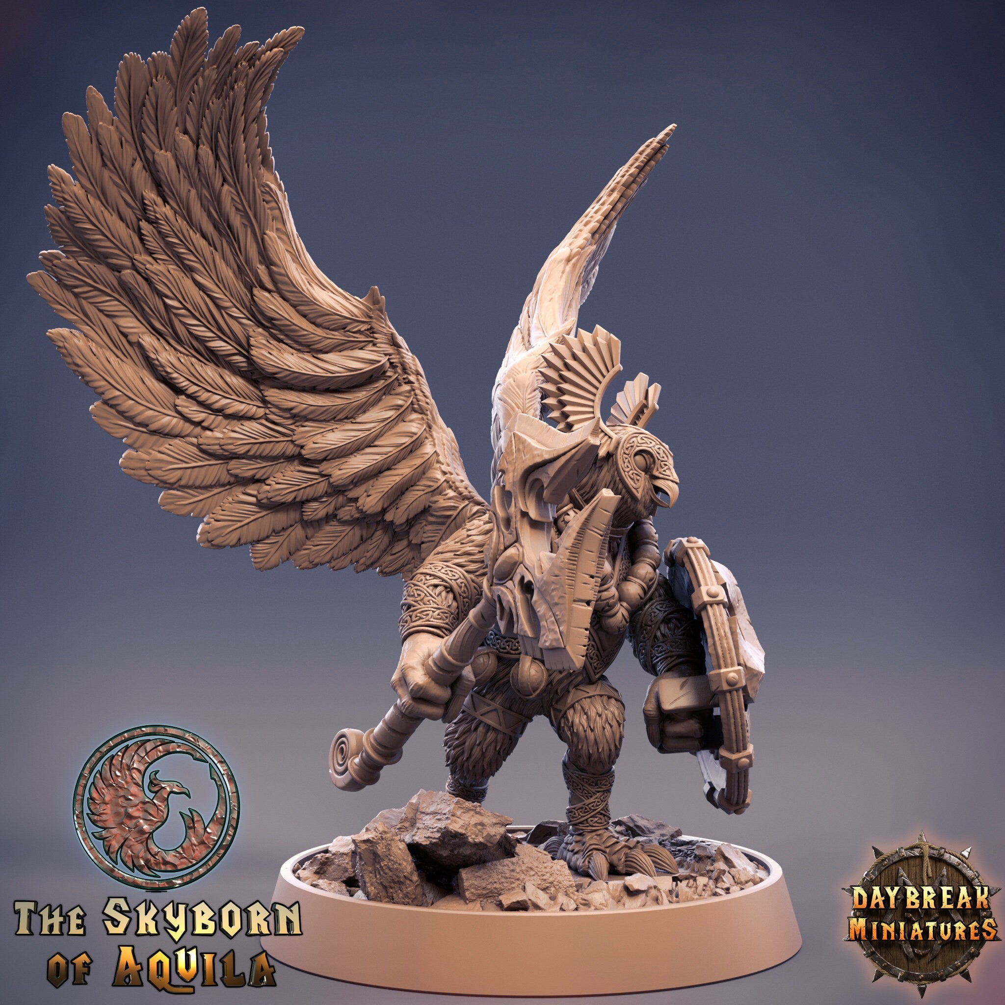 The Skyborn of Aquila - Genzel Grimwing, quest for glory, DayBreak Miniatures, for Wargames, Dungeons & Dragons TTRPG