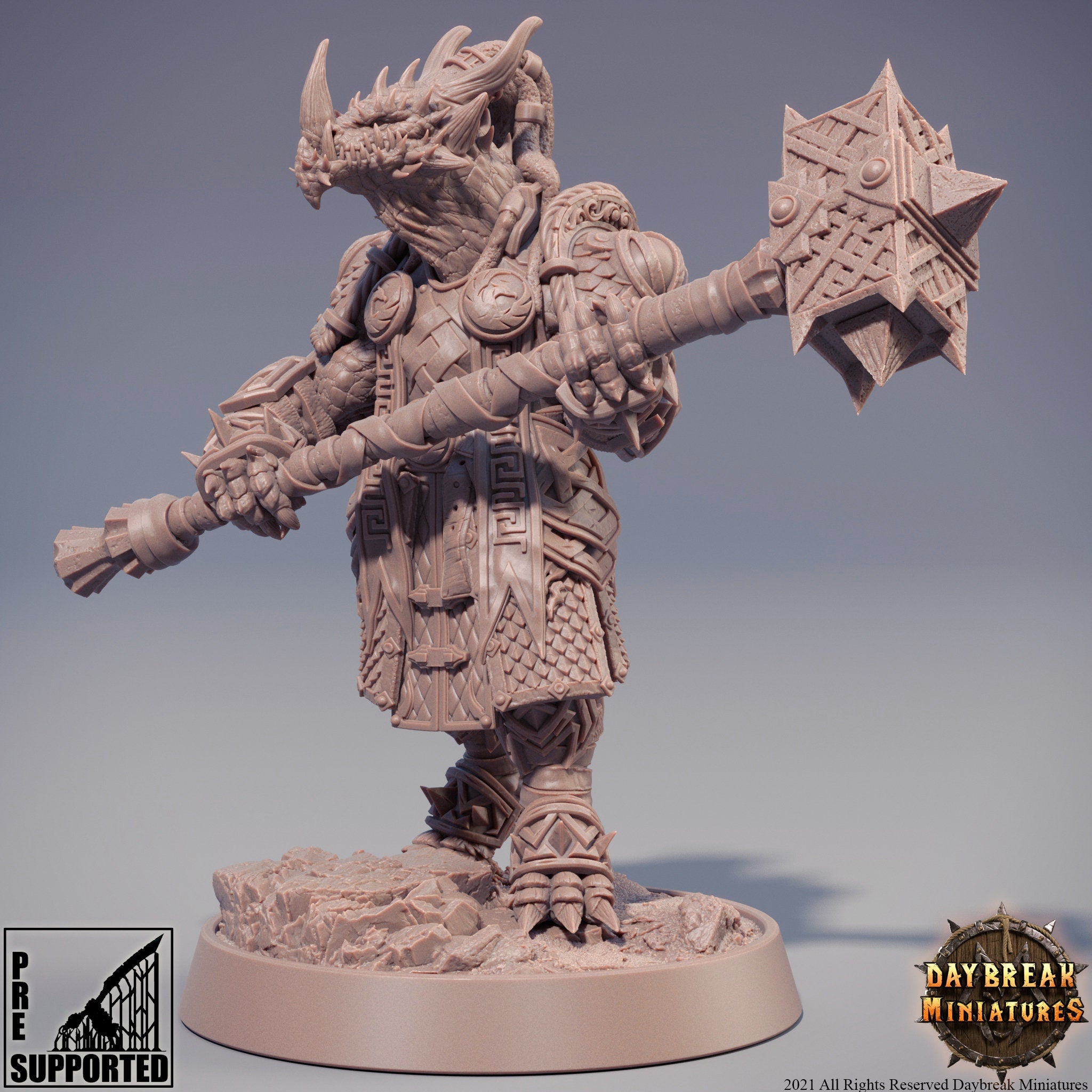 Dragonborn The Stoneborn of the Fire - Goshenite Neverguesser, quest for glory, DayBreak Miniatures, for Wargames, Dungeons & Dragons TTRPG