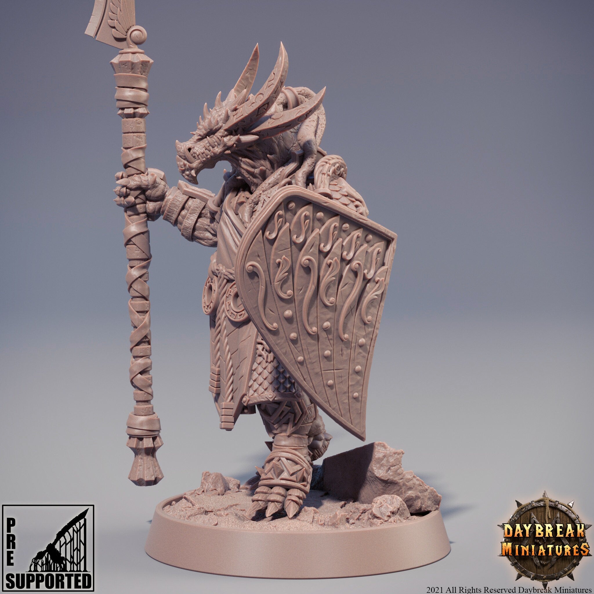 Dragonborn The Stoneborn of the Fire - Mogok Moonslayer, quest for glory, DayBreak Miniatures, for Wargames, Dungeons & Dragons TTRPG