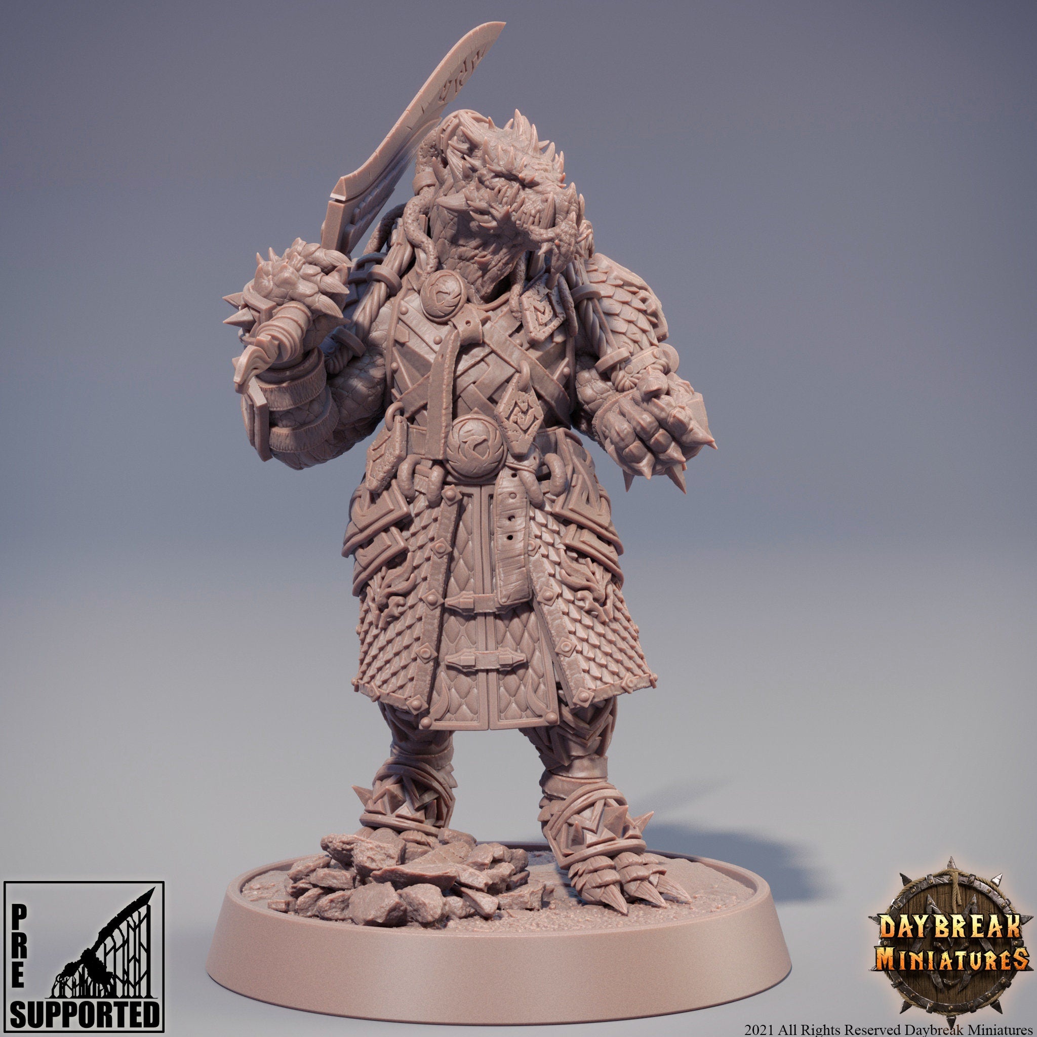 Dragonborn The Stoneborn of the Fire - Toopaza Deepcutter, quest for glory, DayBreak Miniatures, for Wargames, Dungeons & Dragons TTRPG