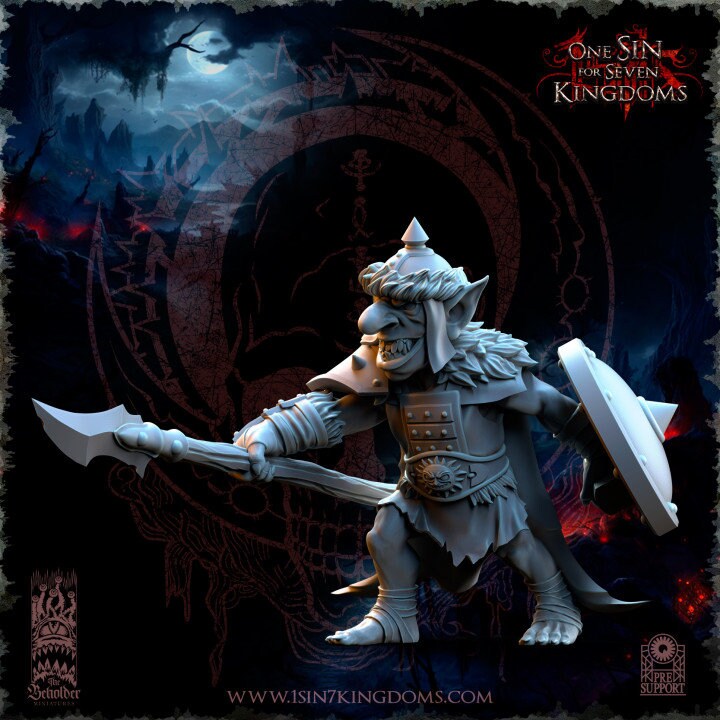 Orc & Goblin - Goblins Desert with Lance - The Black horde, utilisables pour Oldhammer, king of wars, 9th age