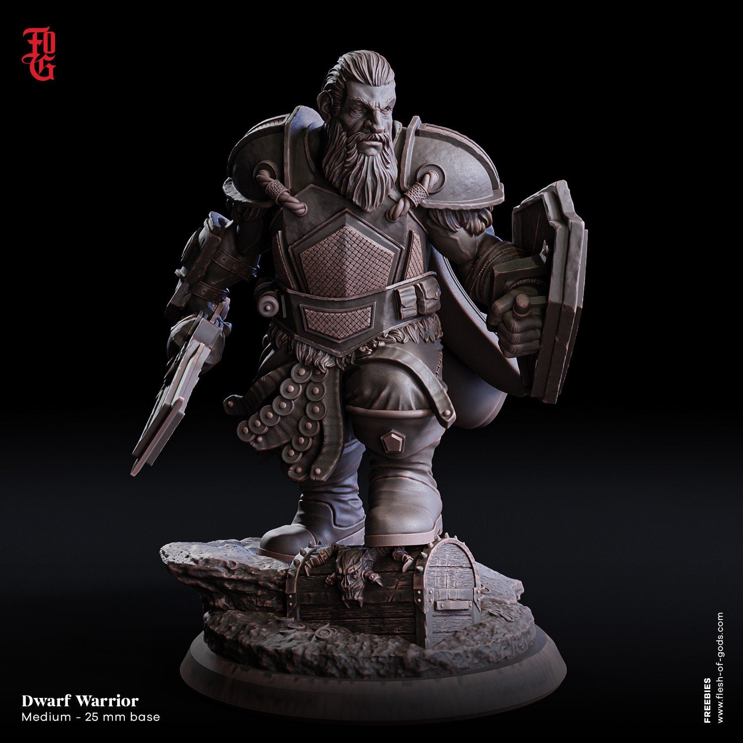 Welcome Back - Enemy - Dwarf Warrior (Medium - 25 mm), quest for glory, Flesh of Gods, for Wargames, Dungeons & Dragons TTRPG