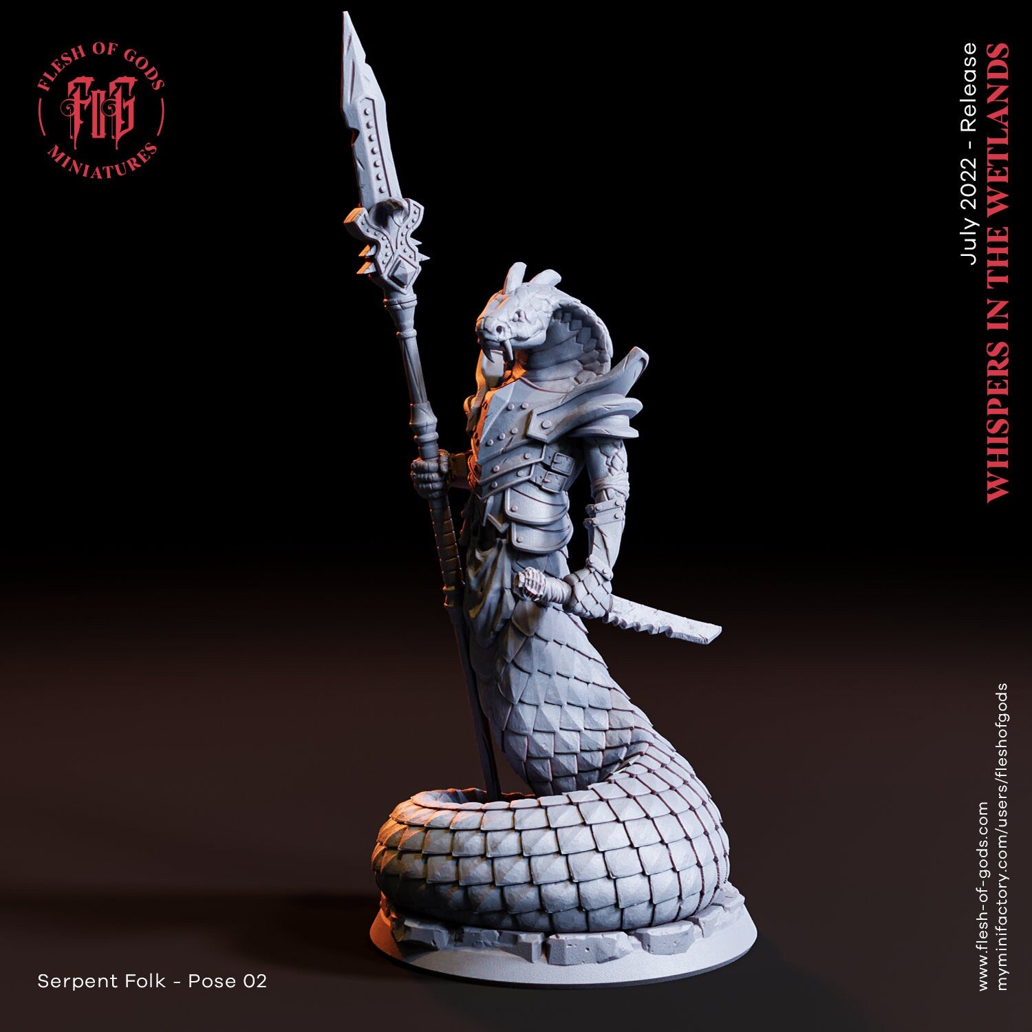 Whispers In The Wetlands - Monster - Serpent-Warrior 02, forbidden knowledge, Ennemy, Flesh of Gods, for Wargames, Dungeons & Dragons TTRPG