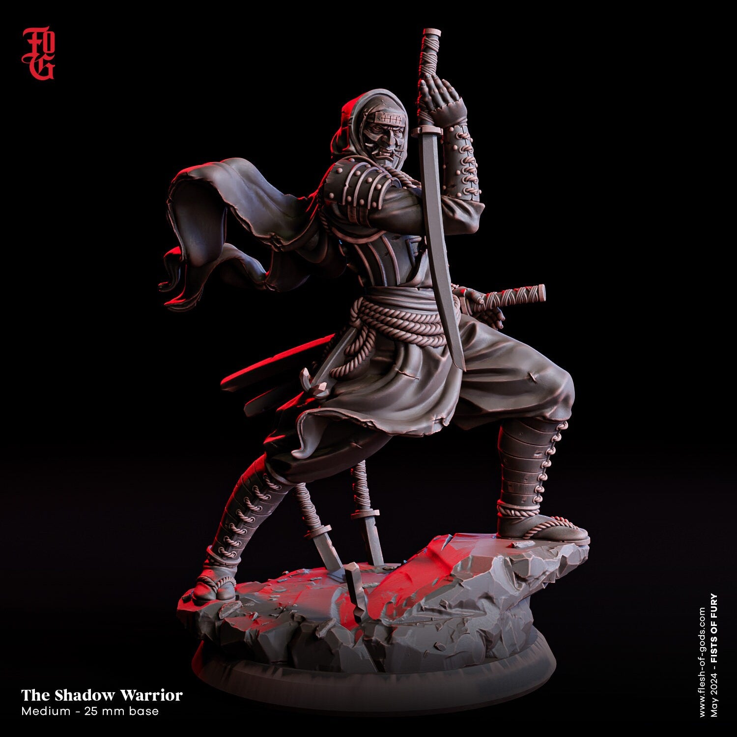 Fists Of Fury - Hero - The Shadow Warrior 75mm, Flesh of Gods, for Wargames, Dungeons & Dragons TTRPG