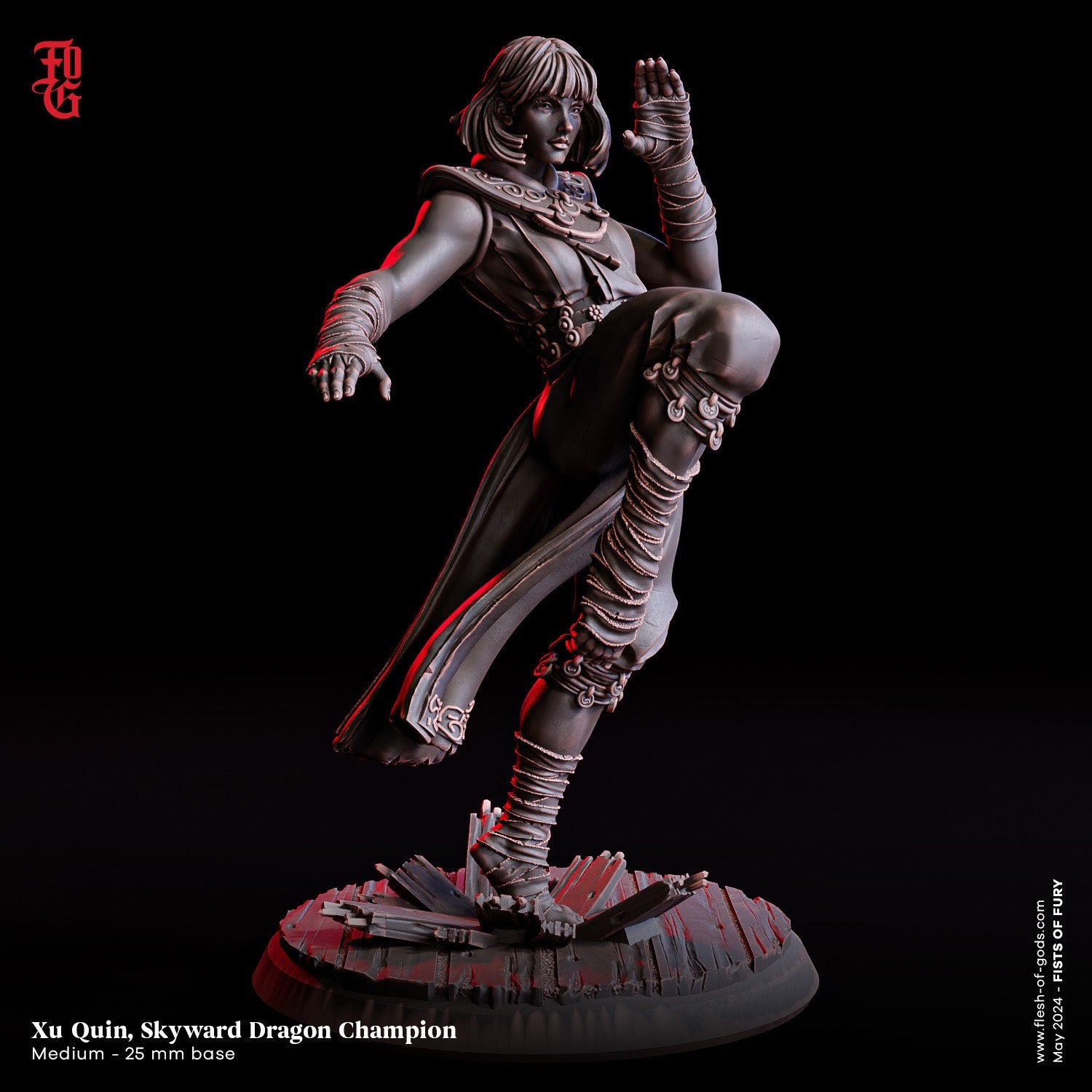 Fists Of Fury - Hero - The Shadow Warrior 75mm, Flesh of Gods, for Wargames, Dungeons & Dragons TTRPG