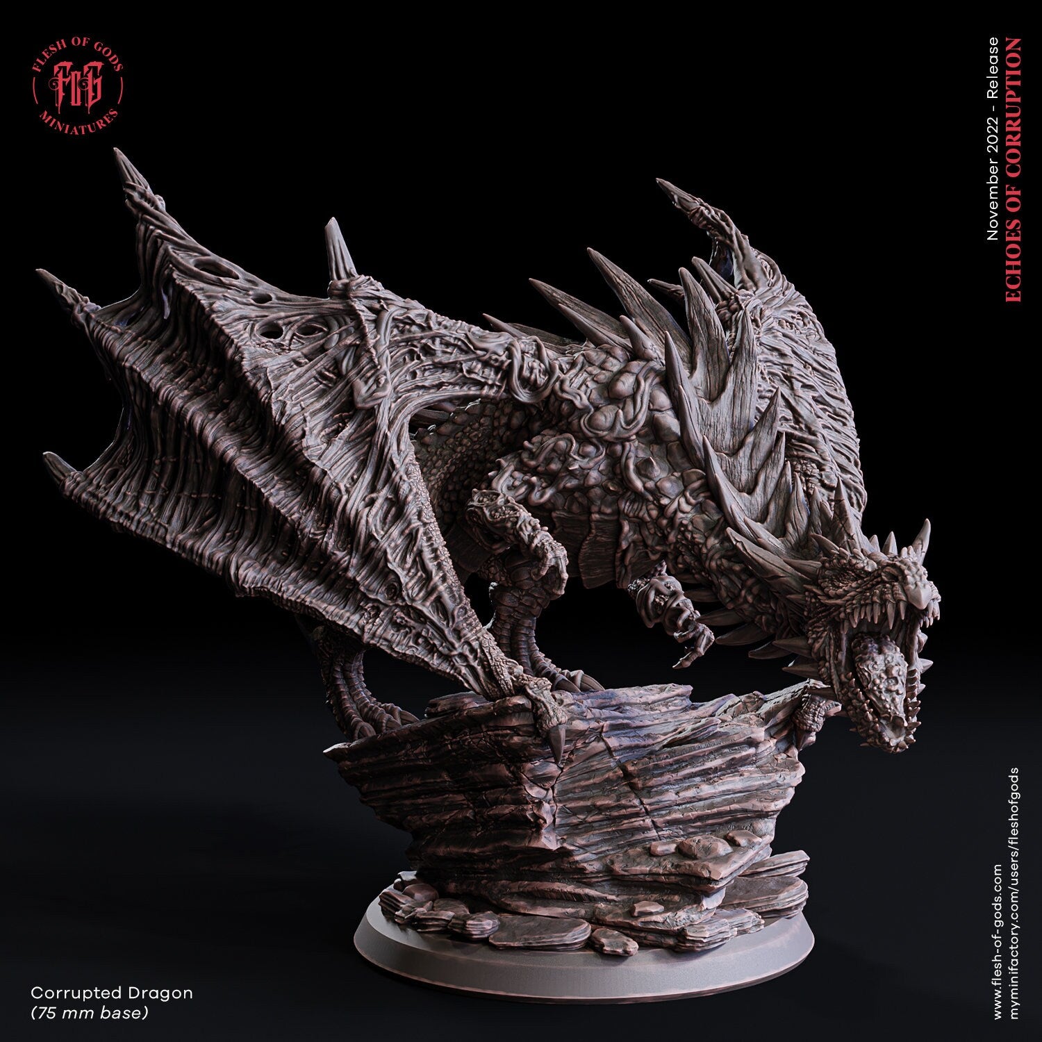 Echoes Of Corruption - Enemy - Corrupted Dragon (75 mm), light and darkness, Ennemy, Flesh of Gods, for Wargames, Dungeons & Dragons TTRPG