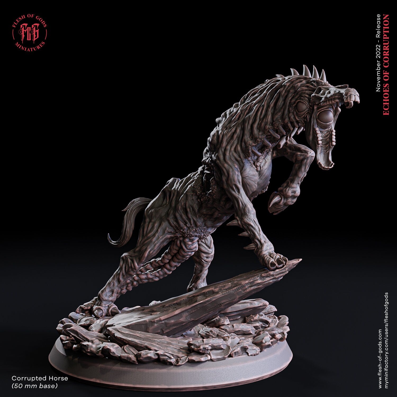 Echoes Of Corruption - Enemy - Corrupted Horse (50 mm), light and darkness, Ennemy, Flesh of Gods, for Wargames, Dungeons & Dragons TTRPG