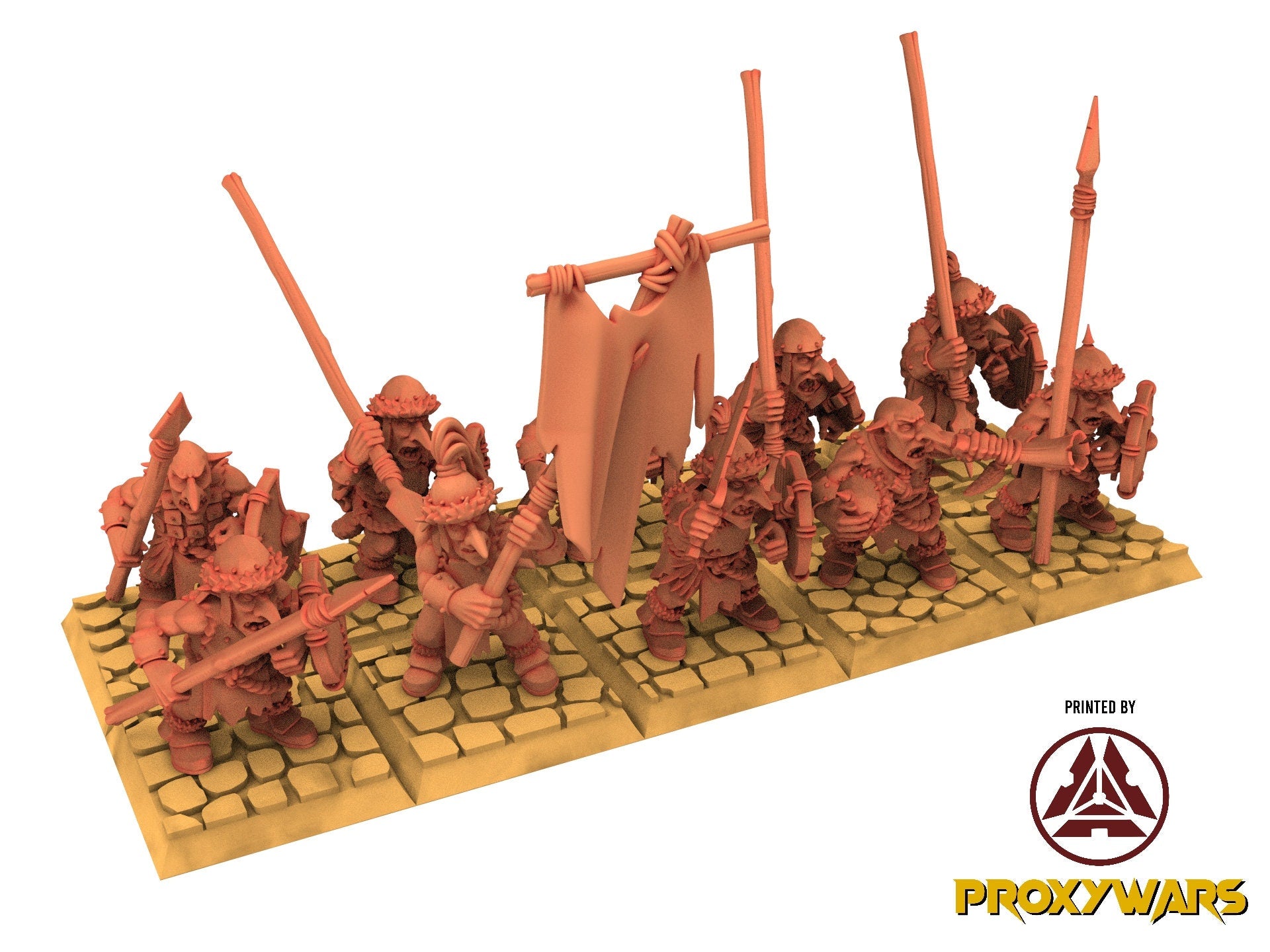 Orc & Goblin - Steppe Goblin Spearmen - The Black horde, usable for Oldhammer, king of wars, 9th age