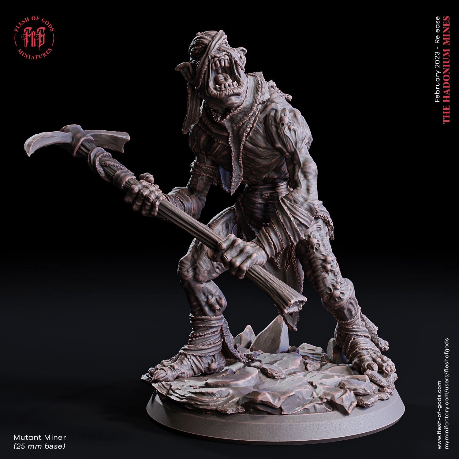 The Court Blood - Enemy - Mutant Miner (25 mm), chaos and carnage, Ennemy, Flesh of Gods, for Wargames, Dungeons & Dragons TTRPG