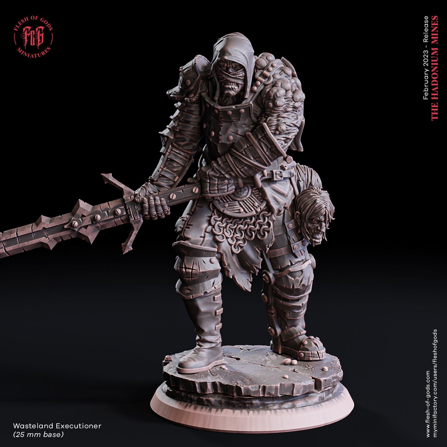 The Court Blood - Enemy - Wasteland Executioner (25 mm), chaos and carnage, Ennemy, Flesh of Gods, for Wargames, Dungeons & Dragons TTRPG