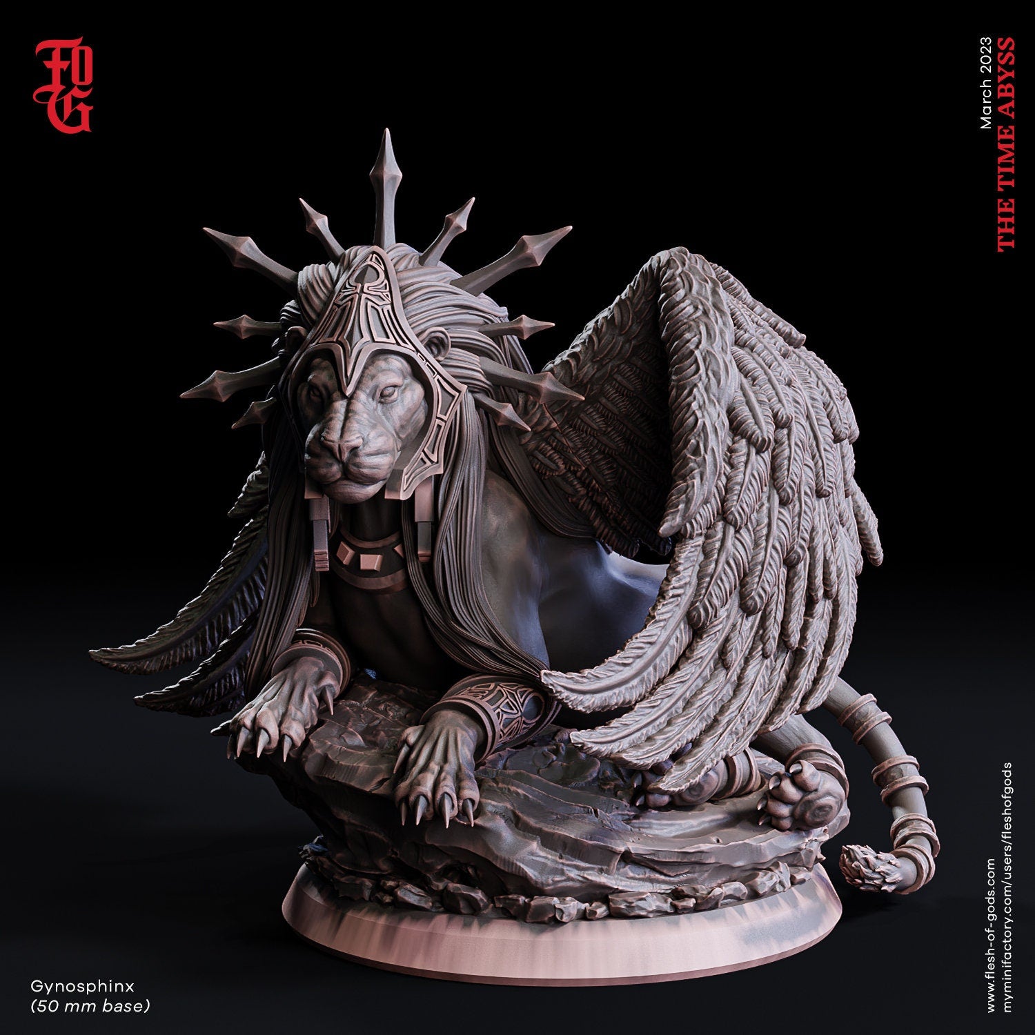 The Time Abyss - Enemy - Gynosphinx (50 mm), Light and darkness, Flesh of Gods, for Wargames, Dungeons & Dragons TTRPG