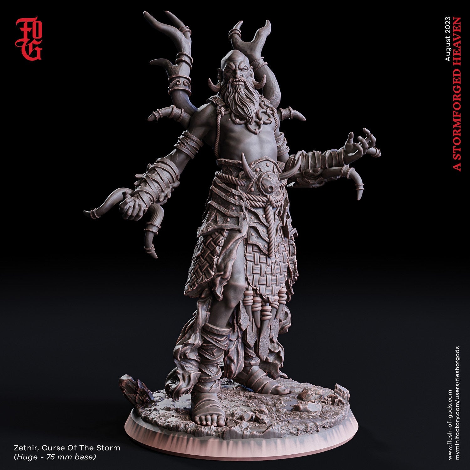 A Stormforged Heaven - Boss - Zetnir, The Curse Of The Storm (75 mm), quest for glory, Flesh of Gods, for Wargames, Dungeons & Dragons TTRPG