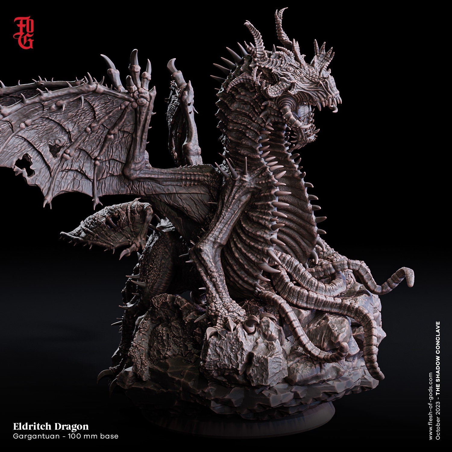 The Shadow Conclave - Boss - Eldritch Dragon (100 mm), quest for glory, Flesh of Gods, for Wargames, Dungeons & Dragons TTRPG