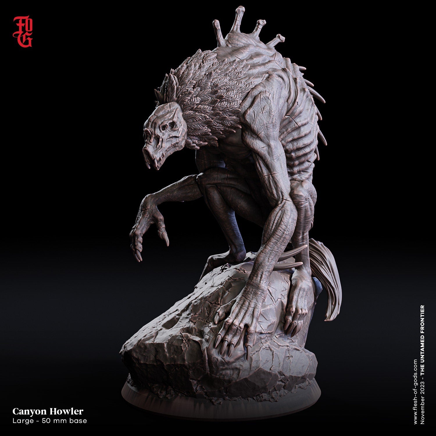 The Untamed Frontier - Enemy - Canyon Howler (Large - 50 mm), Flesh of Gods, for Wargames, Dungeons & Dragons TTRPG