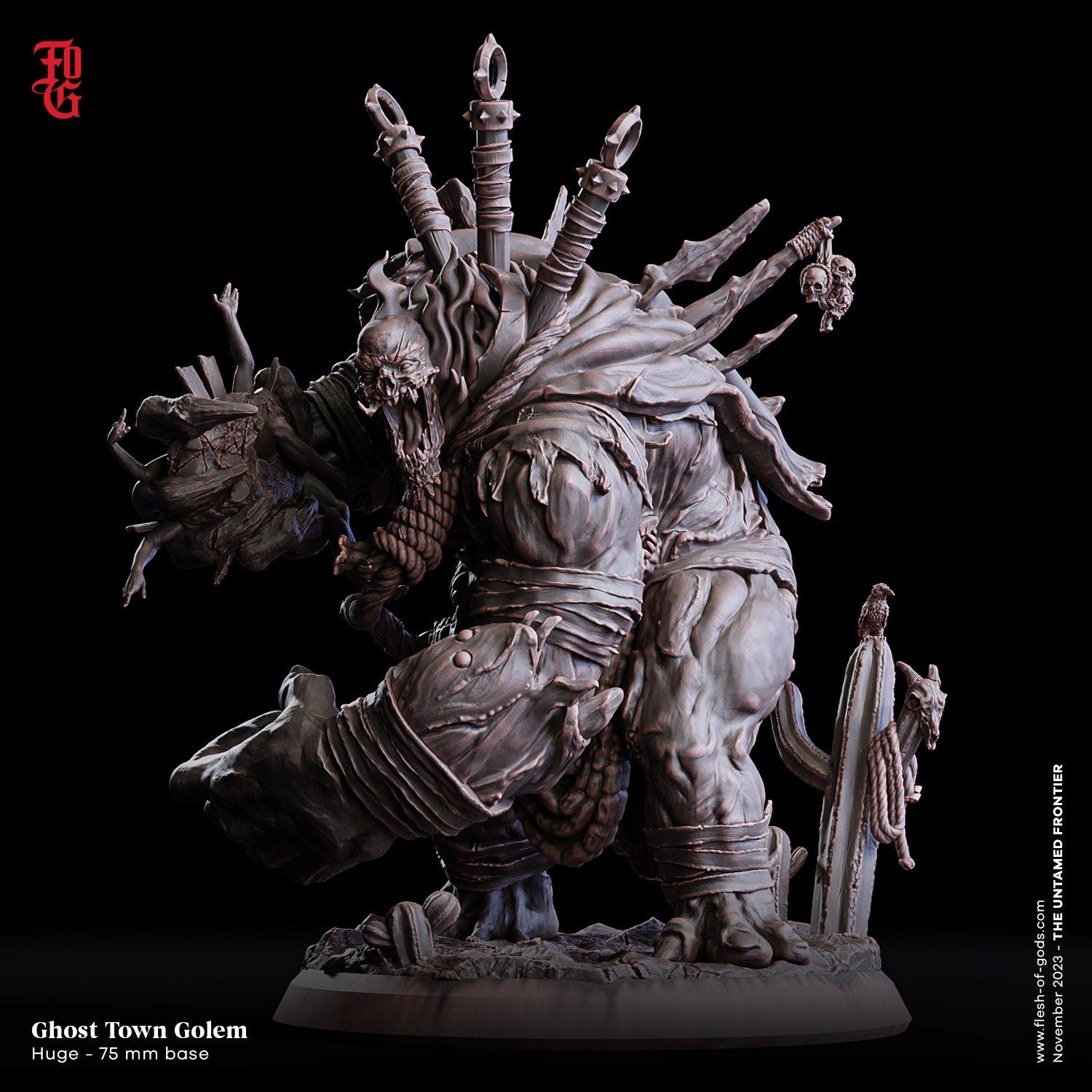 The Untamed Frontier - Enemy - Ghost Town Golem (Huge - 75 mm), Flesh of Gods, for Wargames, Dungeons & Dragons TTRPG