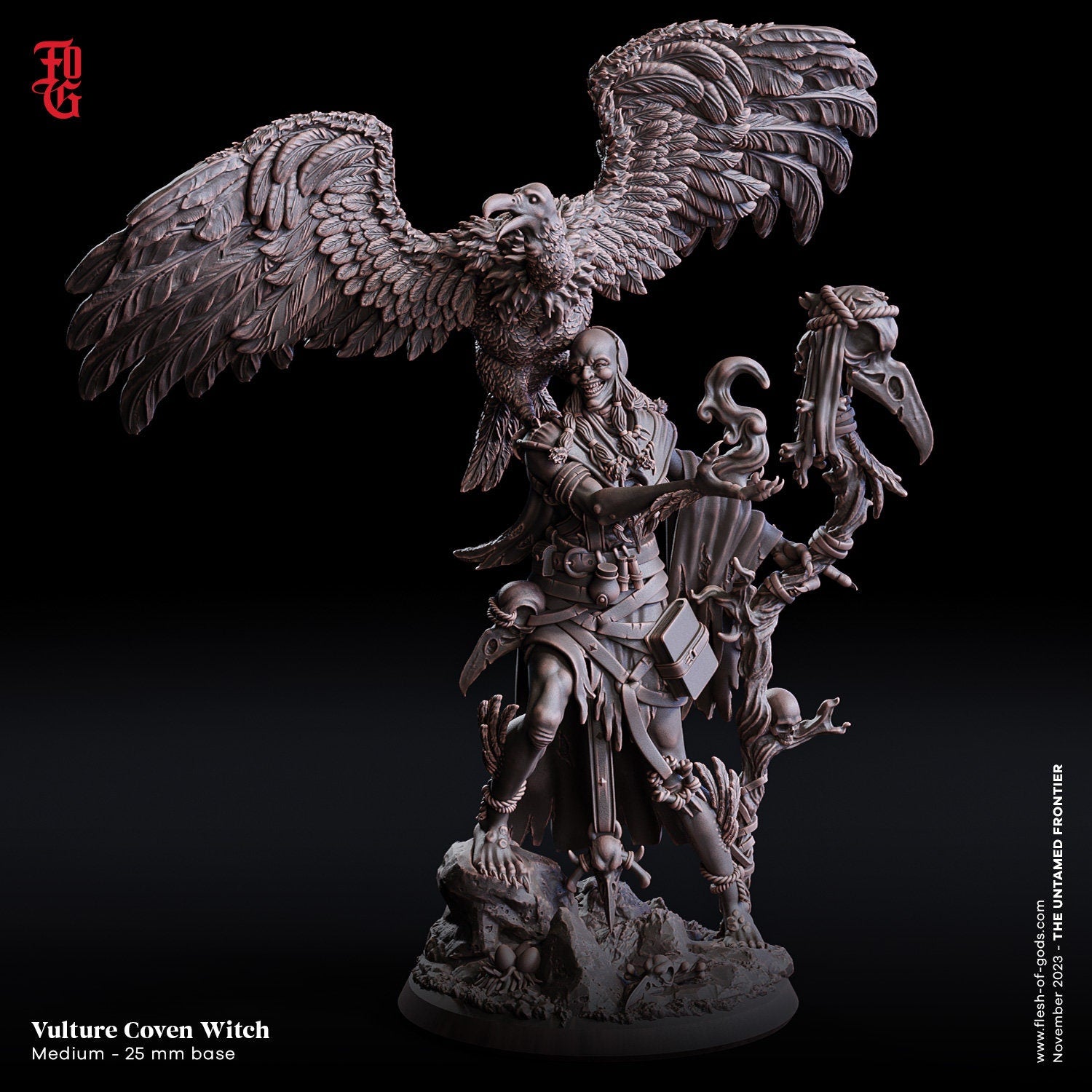 The Untamed Frontier - Enemy - Vulture Coven Witch (Medium - 25 mm), Flesh of Gods, for Wargames, Dungeons & Dragons TTRPG