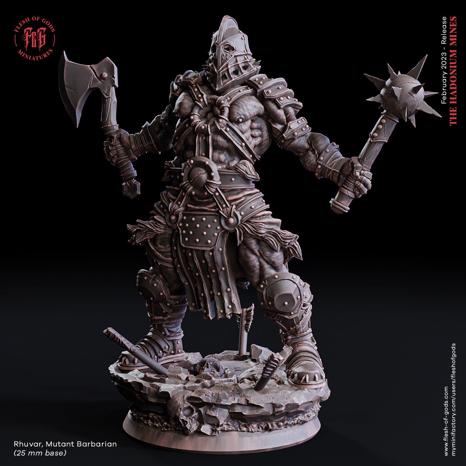 The Court Blood - Hero - Rhuvar, Mutant Barbarian 75mm, chaos and carnage, Ennemy, Flesh of Gods, for Wargames, Dungeons & Dragons TTRPG