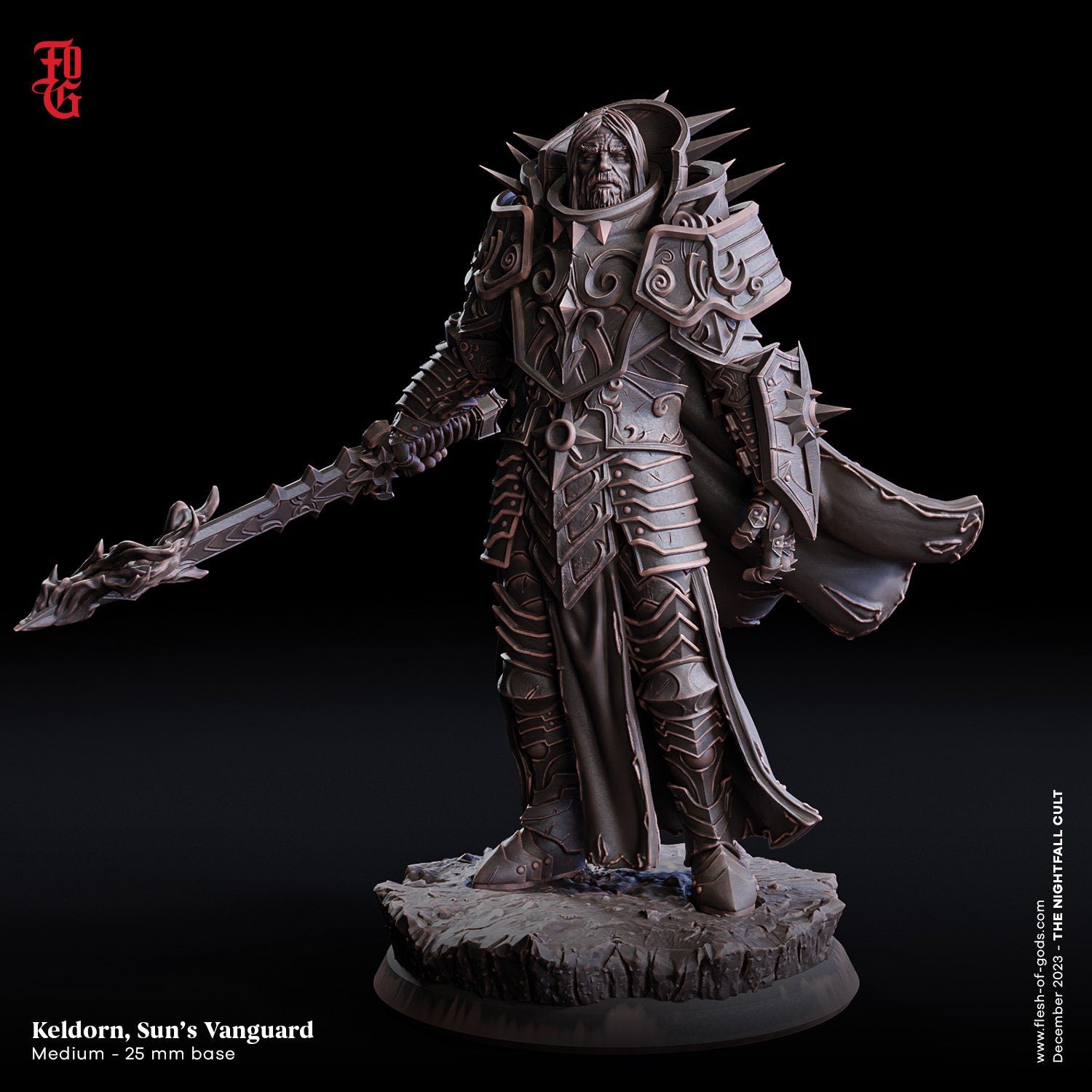 Shadowbound Knights - Keldorn, Sun's Vanguard 75mm, The Nightfall Cult, Hero, Flesh of Gods, for Wargames, Dungeons & Dragons TTRPG