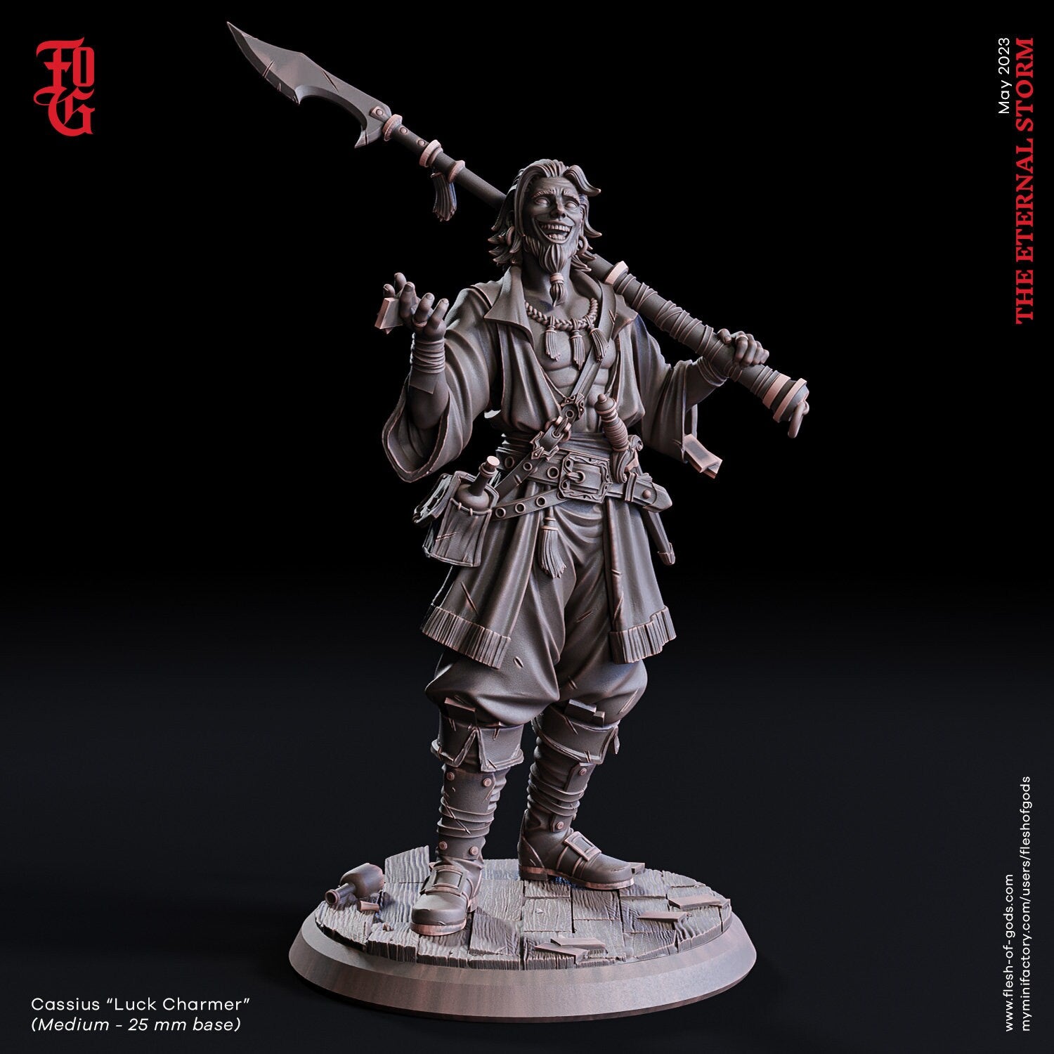 The Eternal Storm - Hero - Cassius 'Luck Charmer' (75 mm), quest for glory, Flesh of Gods, for Wargames, Dungeons & Dragons TTRPG