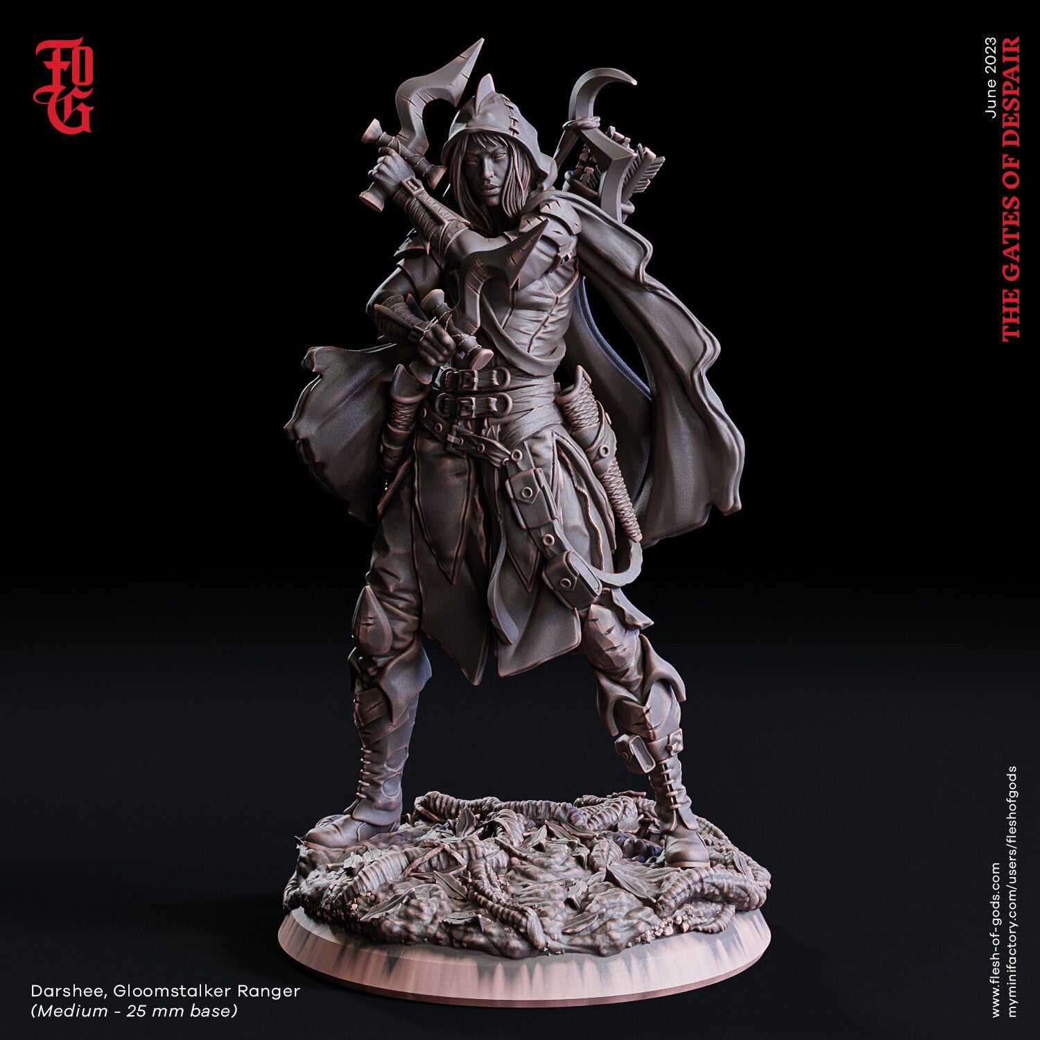 The Gates Of Despair - Hero - Darshee, Gloomstalker Ranger (75 mm), quest for glory, Flesh of Gods, for Wargames, Dungeons & Dragons TTRPG