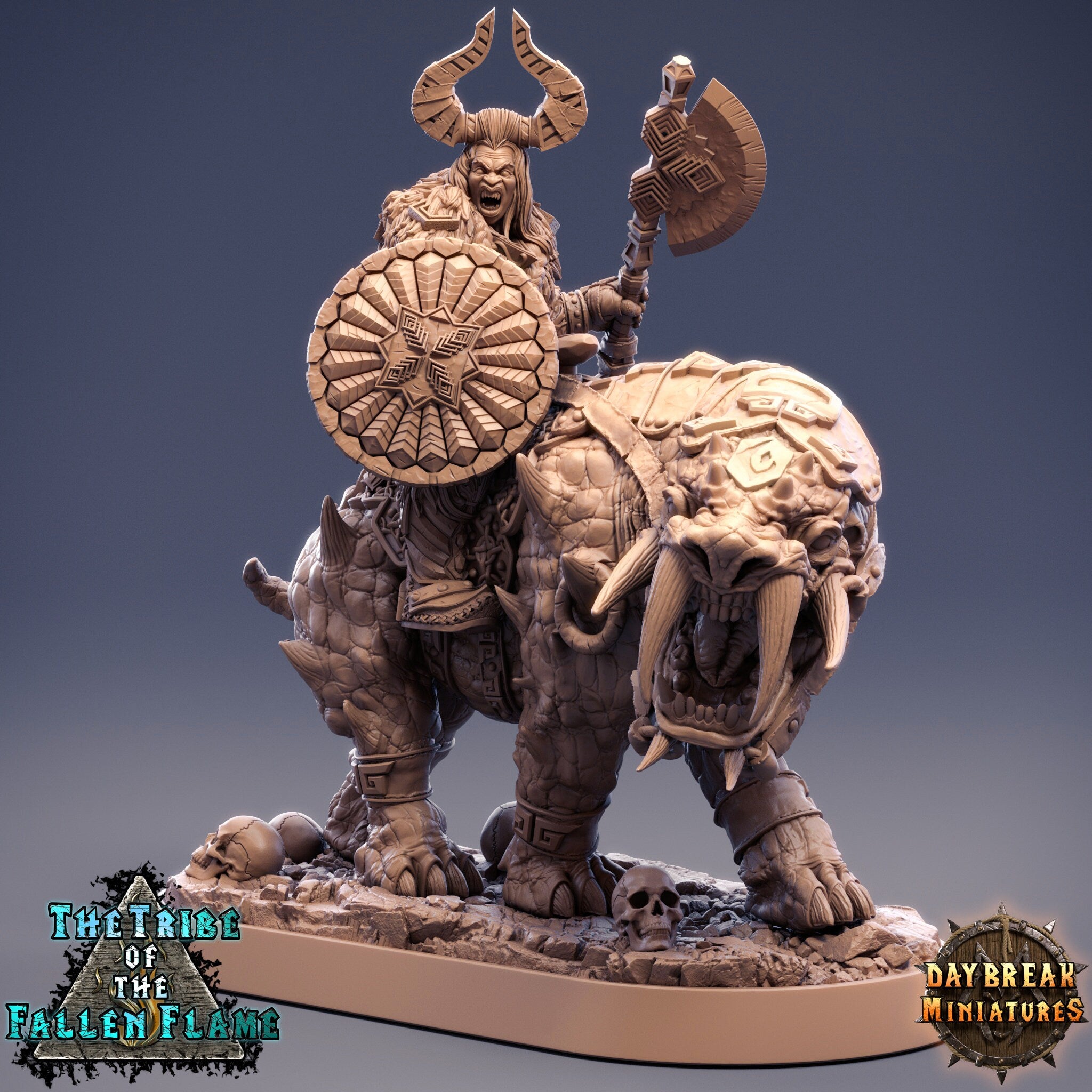 The Tribe Of The Fallen Flame - Irgut the Crusher Tuskerbeast, quest for glory, DayBreak Miniatures, for Wargames, Dungeons & Dragons TTRPG